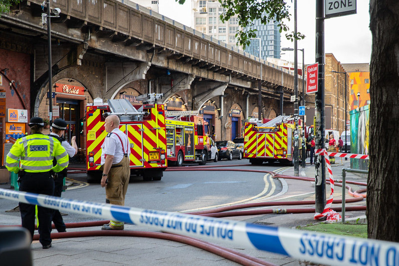 Fire under the Elephant and Castle railway station