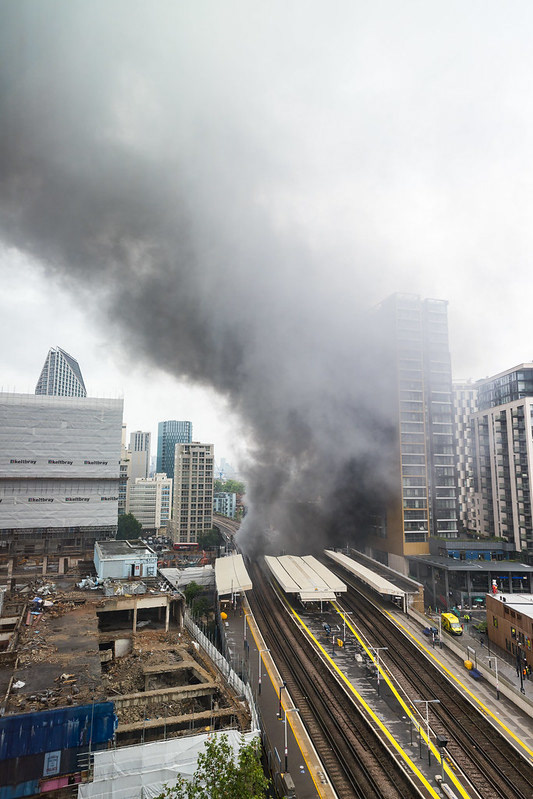 Fire under the Elephant and Castle railway station