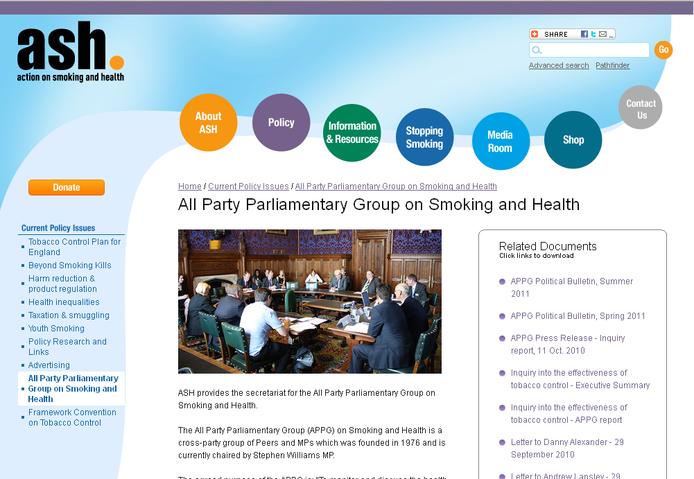 Action on Smoking and Health website