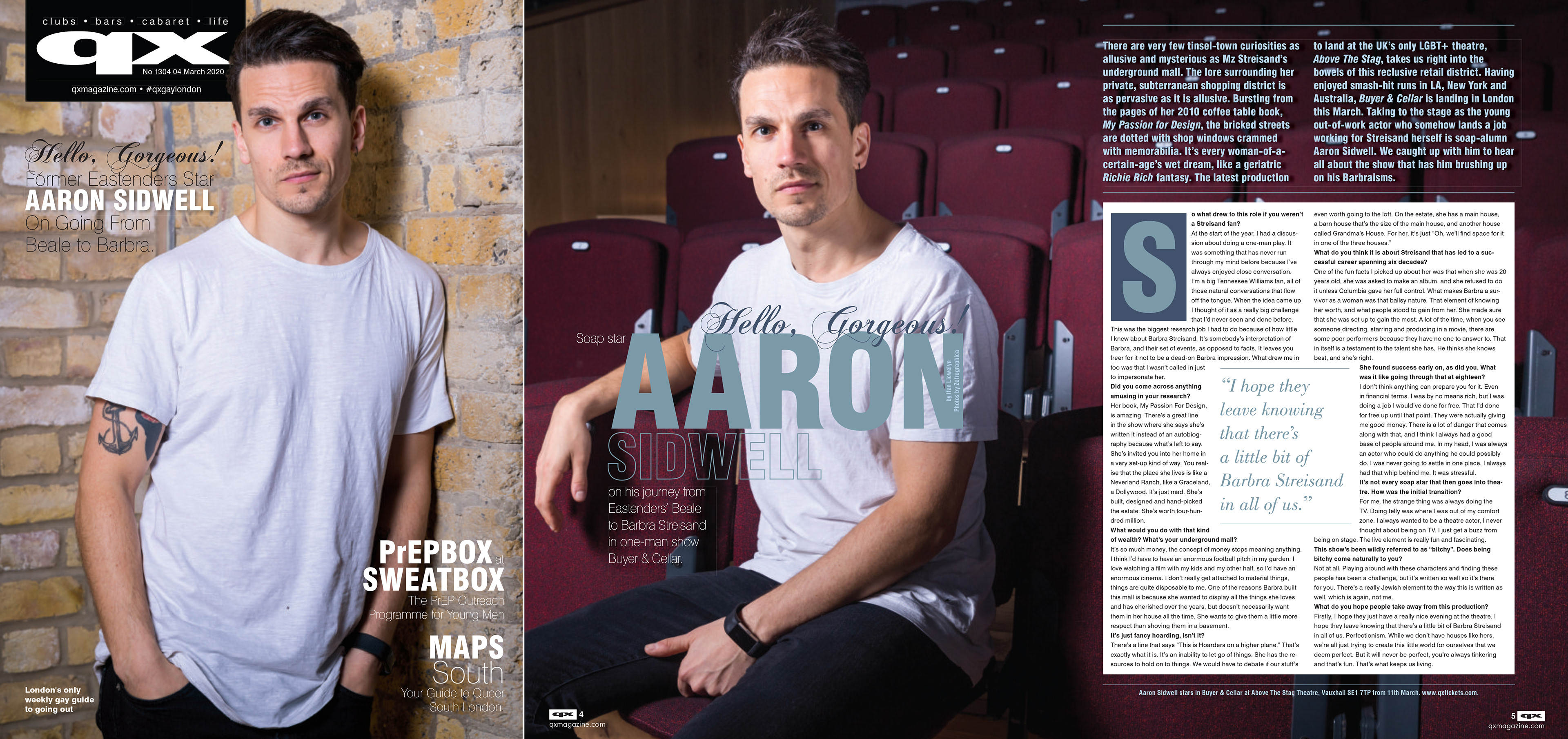 Portraits of actor Aaron Sidwell for QX Magazine