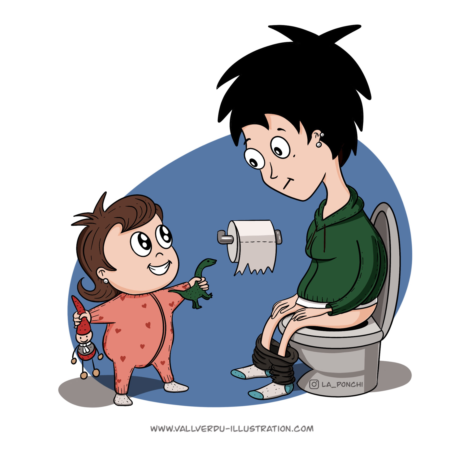 Maternity comic. Illustrated motherhood. Artist mom. Maternity cartoon. Humor grafico. Vallverdu-Illustration