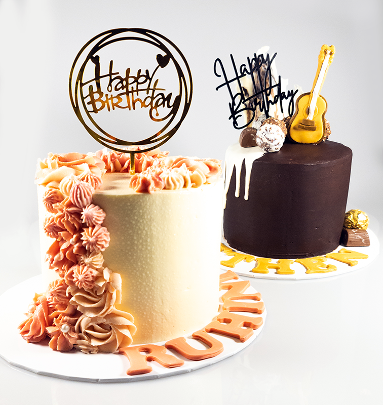 Cakes decorated with butter cream rosettes