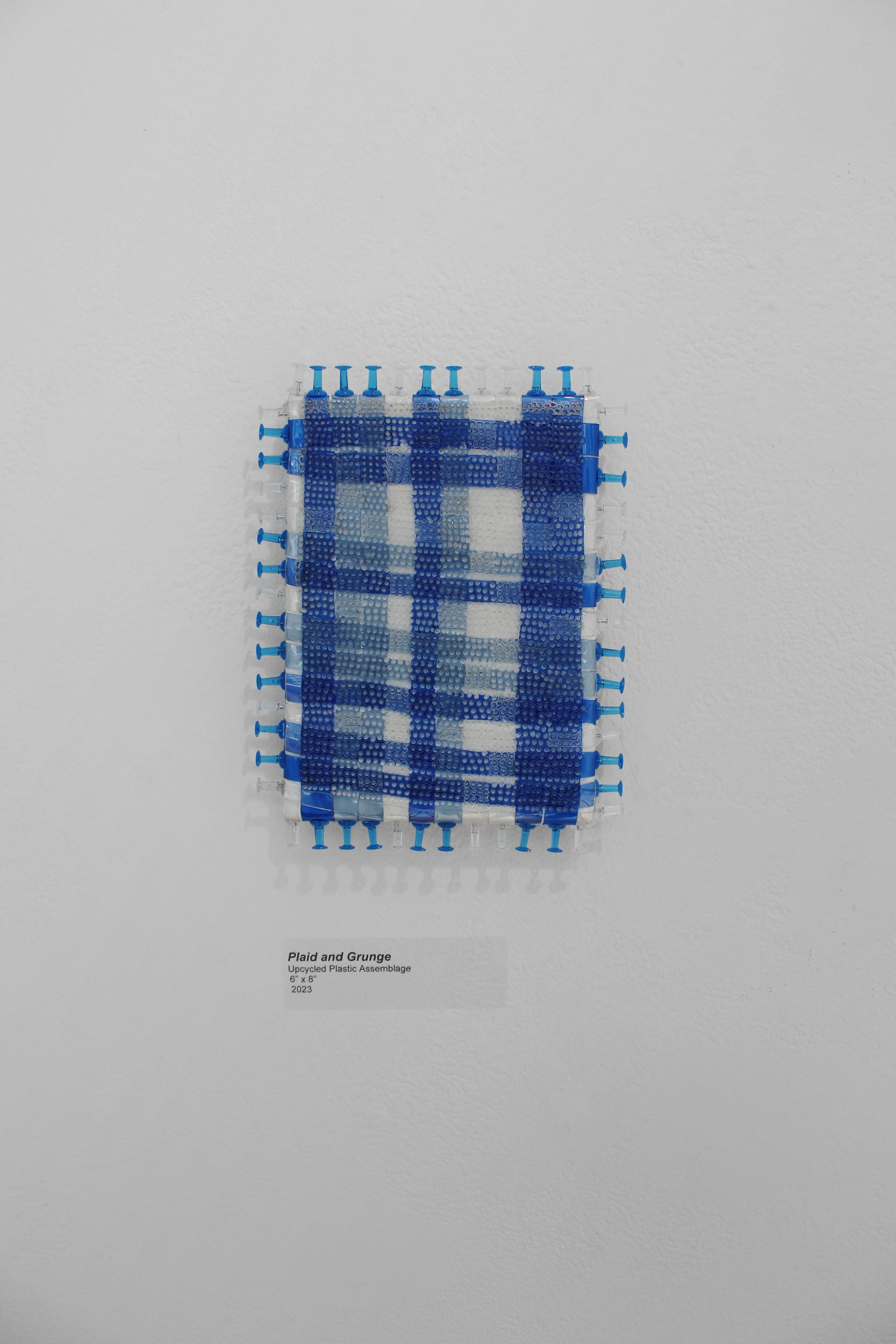 Plaid I, Upcyled Plastic Weaving, 6×8 inches