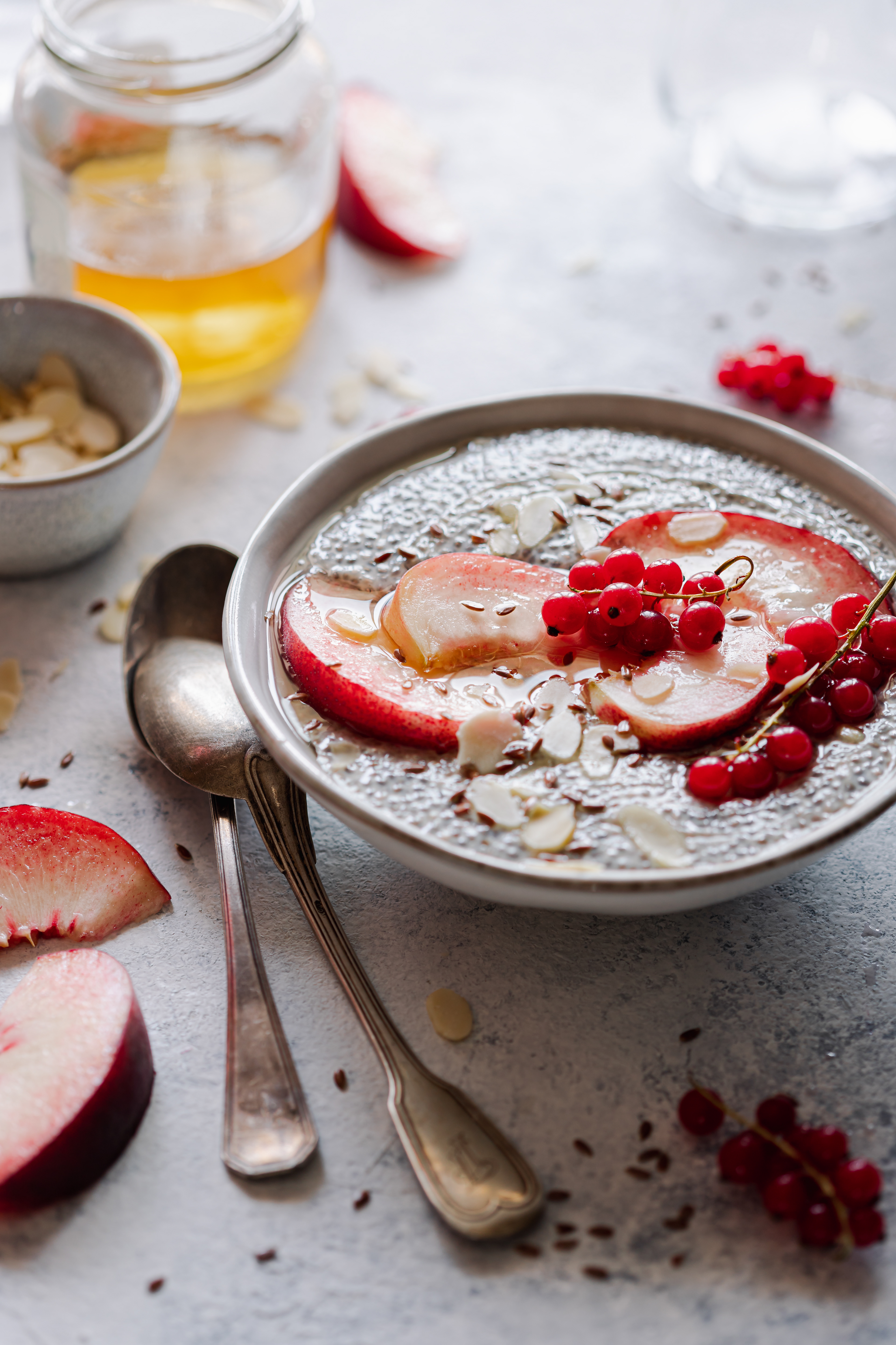 Chia Pudding with Peaches and honey - Lucia Marecak Food Photography - Healthy Goodies by Lucia