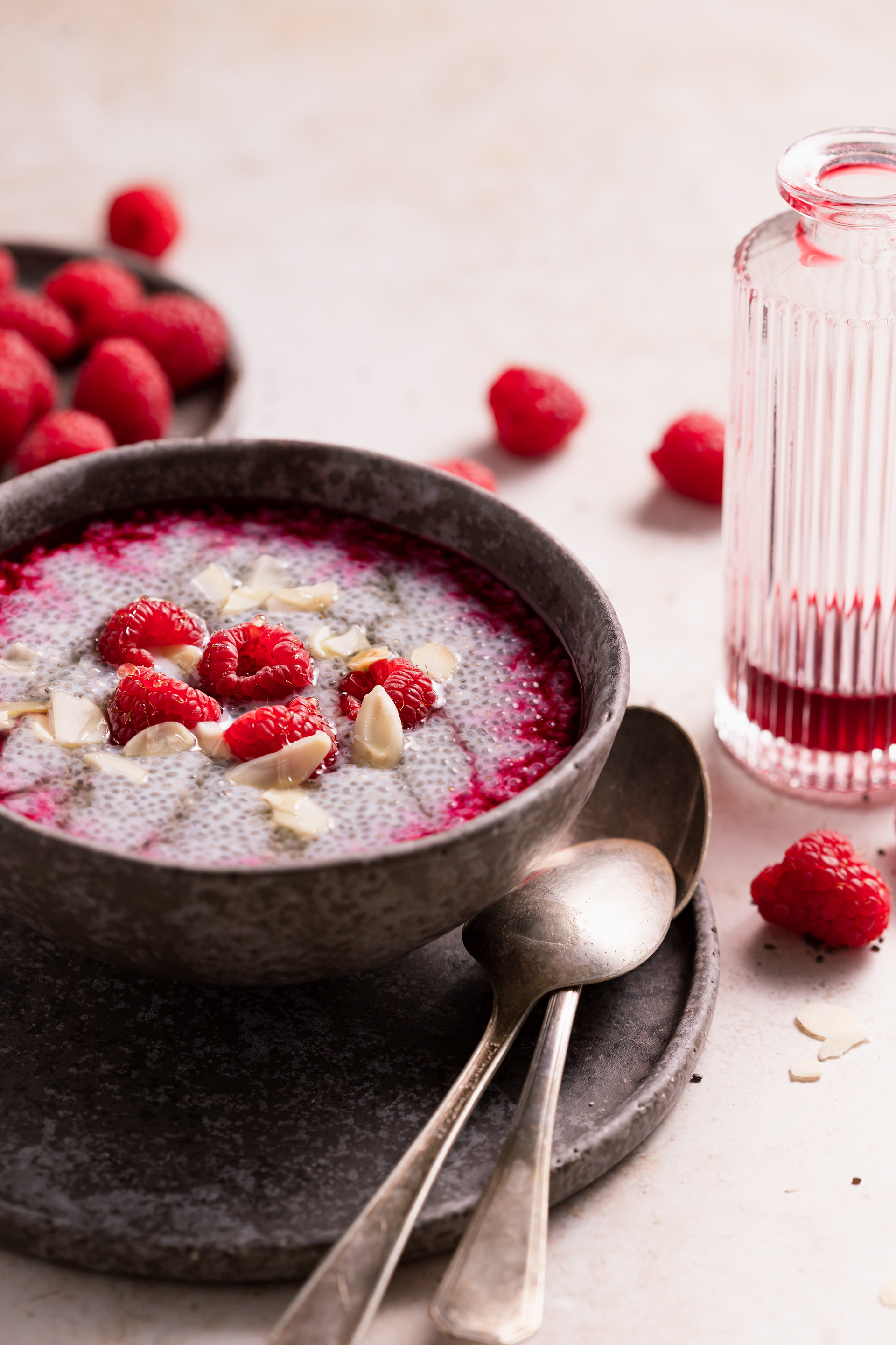 Chia pudding with raspberries - food photography - Lucia Marecak - Healthy Goodies by Lucia
