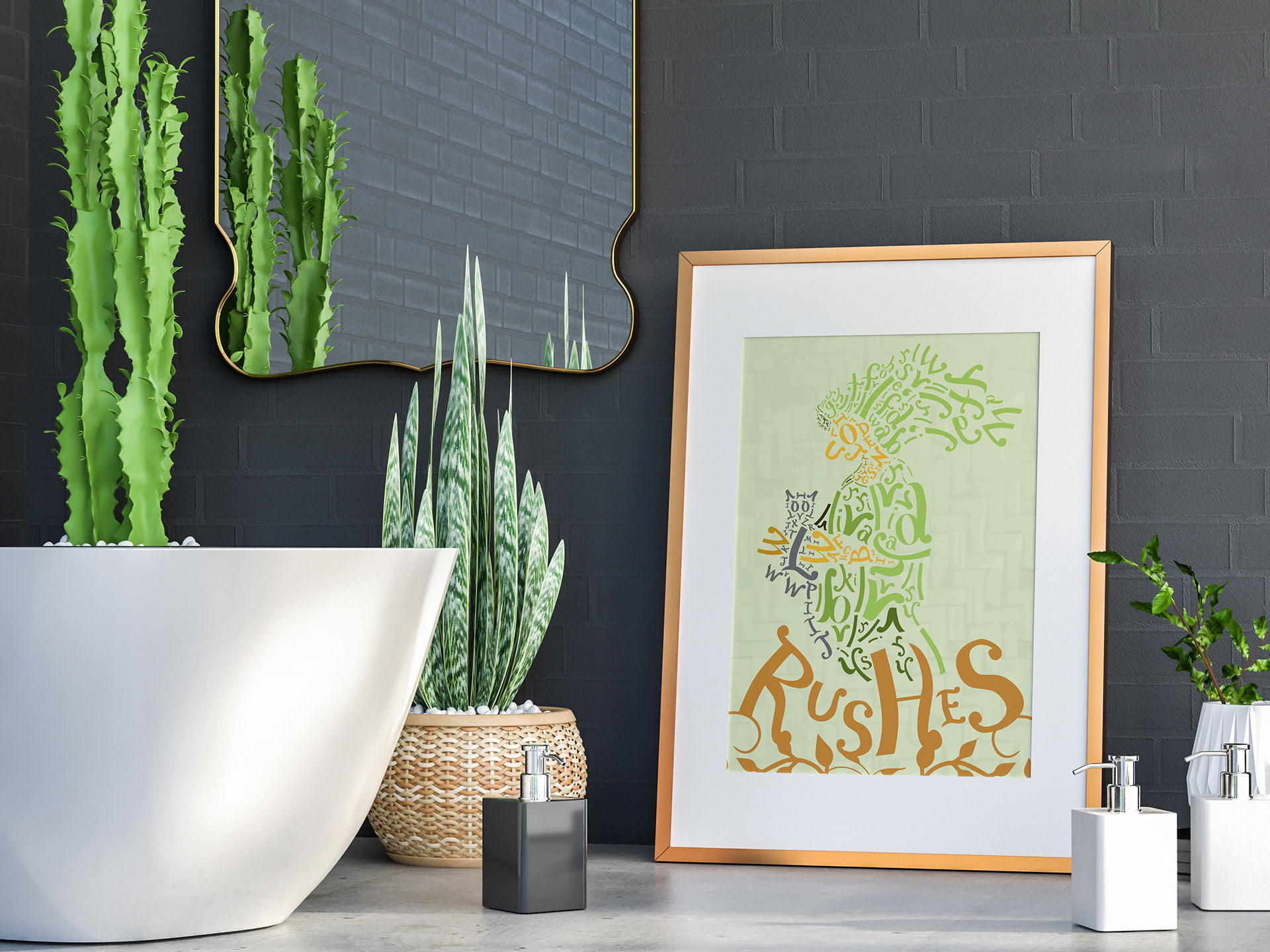 "Rushes" custom typeface poster