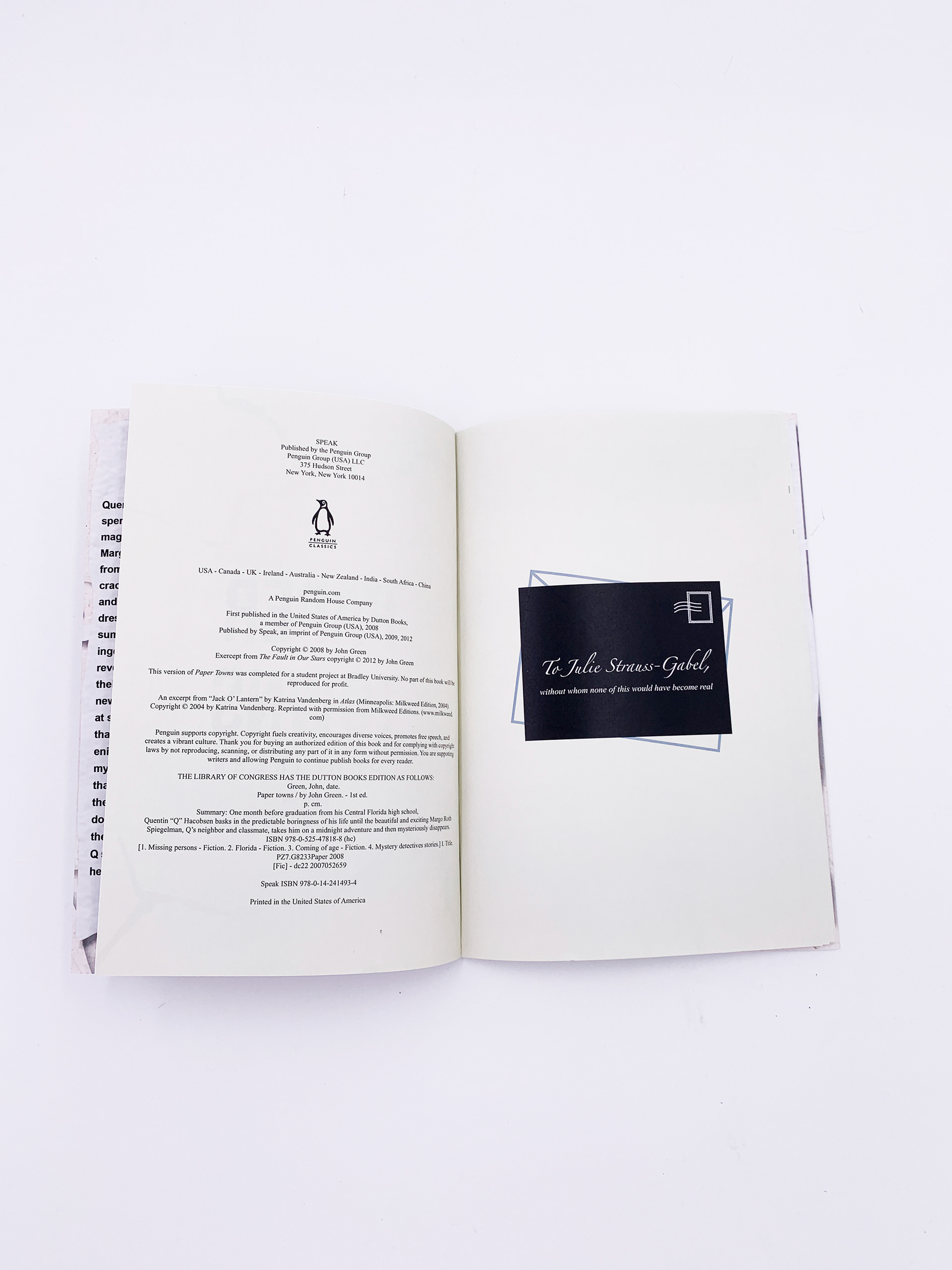 Physical Credits and Dedication