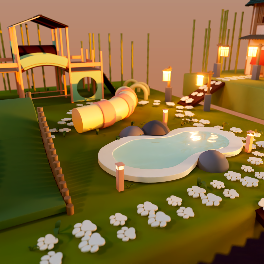 Playground and pond