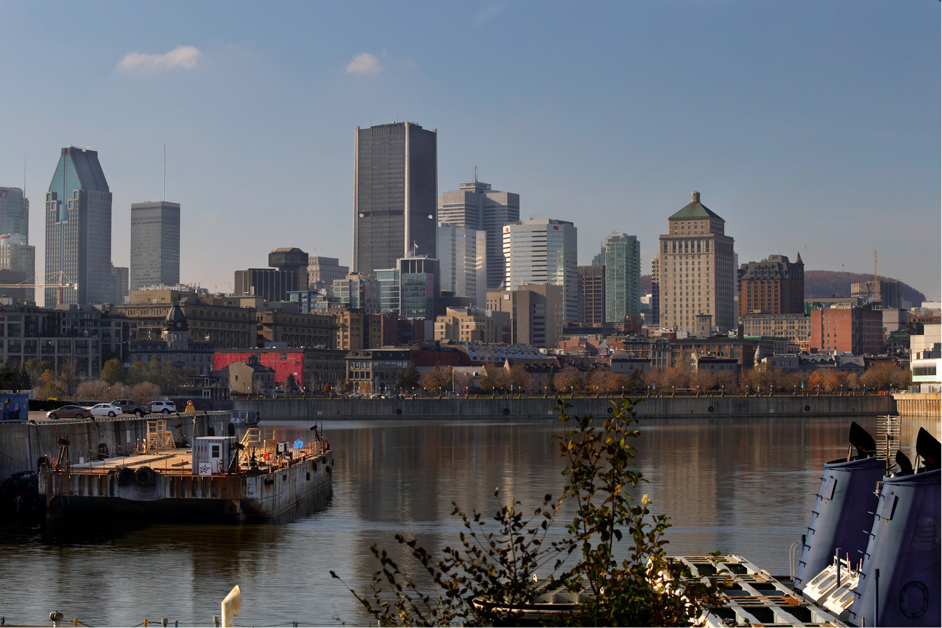 Downtown from old docks near Habitat 67.
