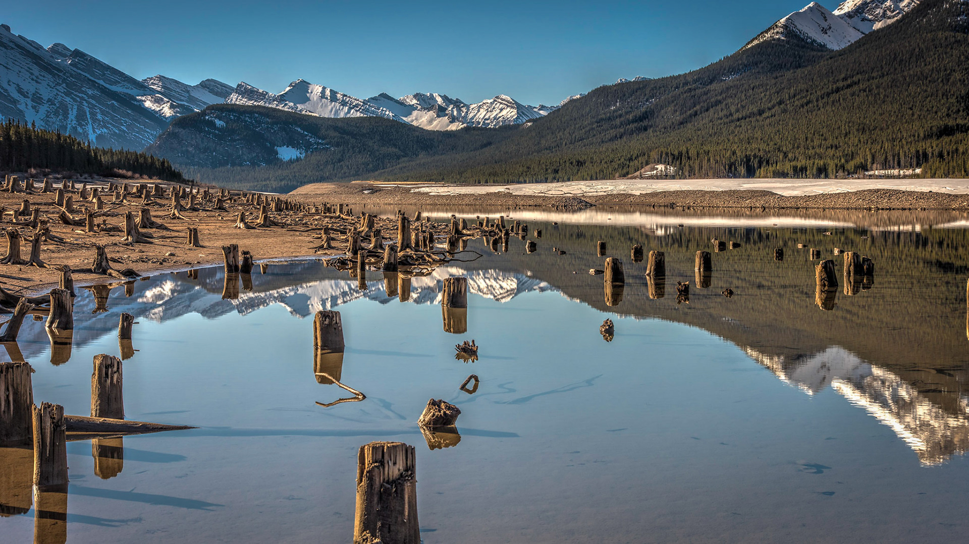 Beautfil light and a still day make this shot possible.  By end of May they will be all under water again.