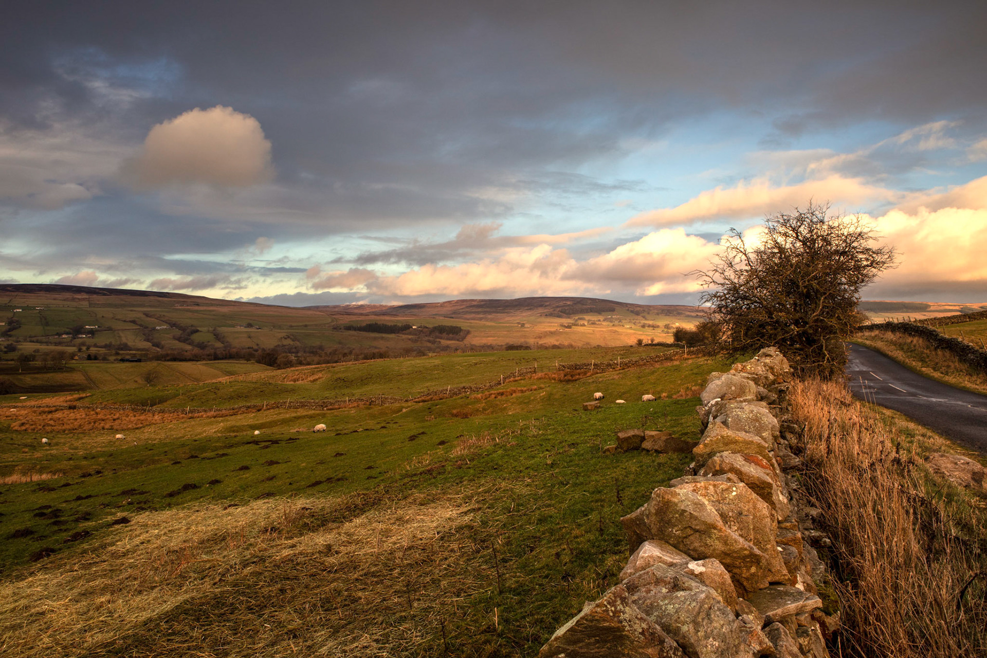 Just before sunset in the rolling hills of Middleton Teesdale.