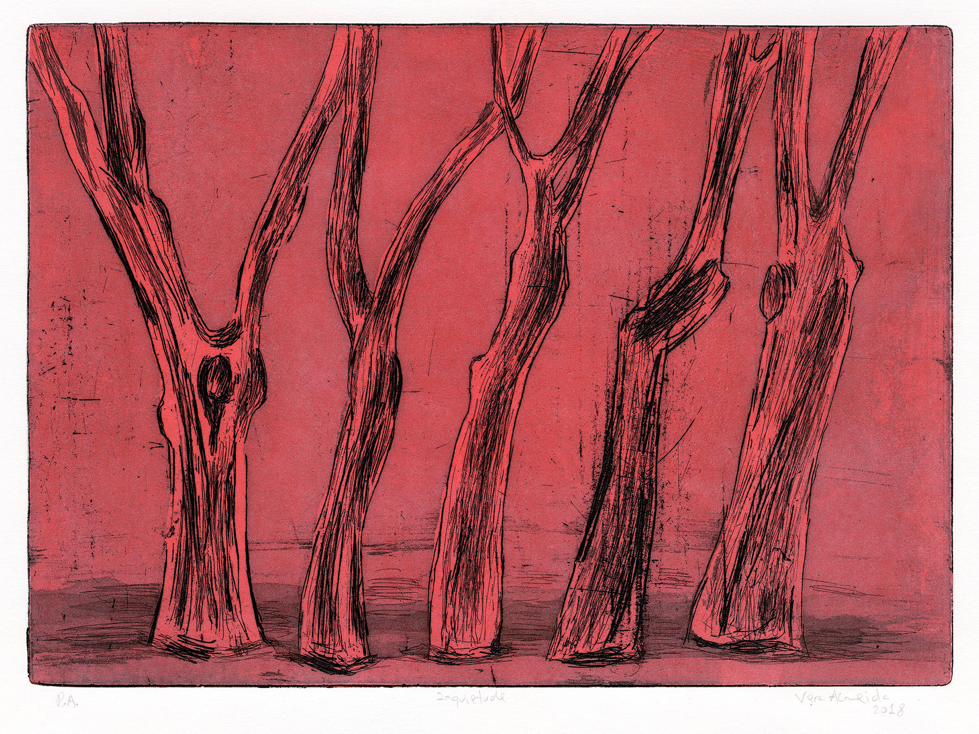 Bare trees in red by Vera Almeida
