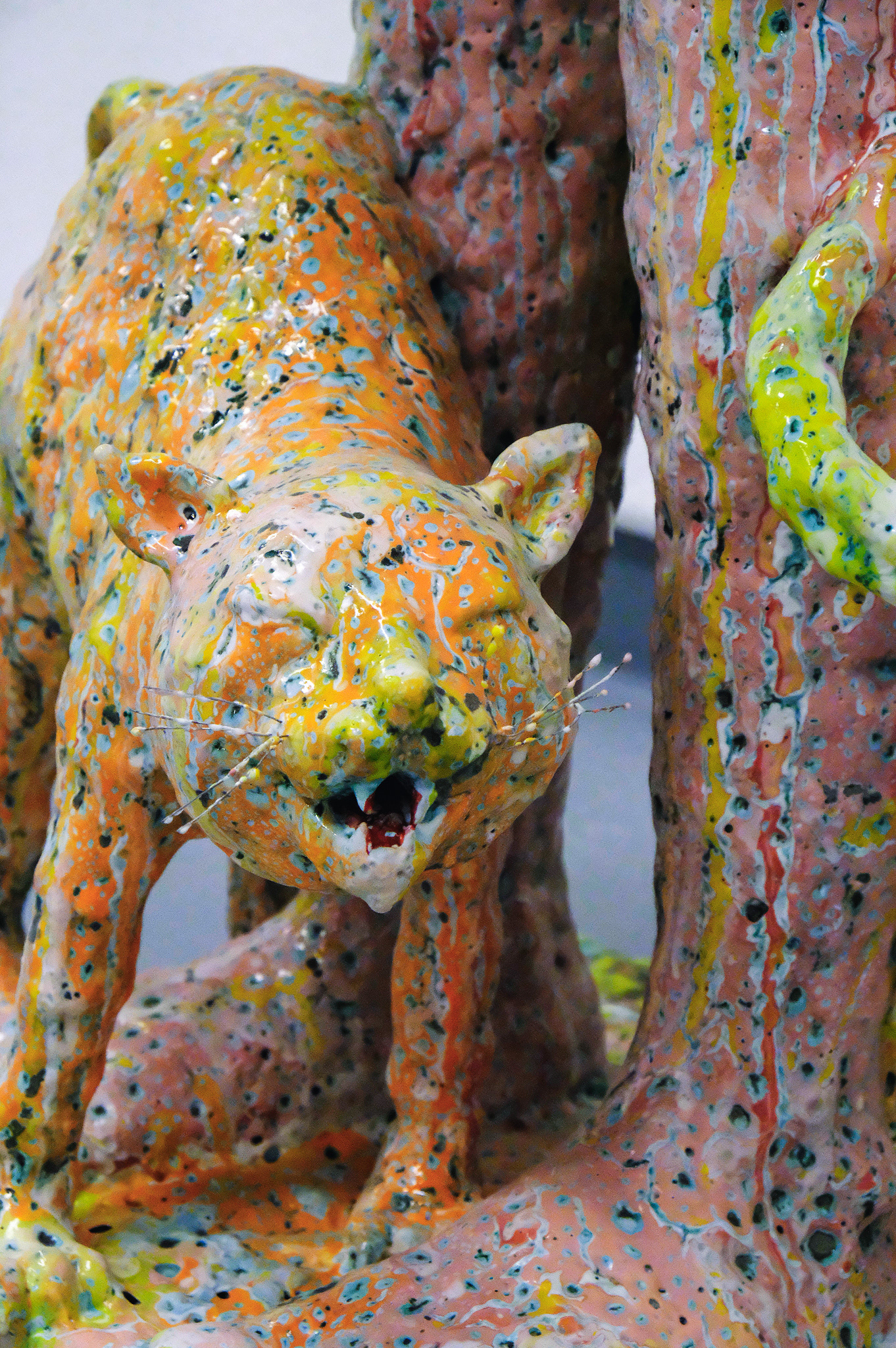 Salome Aydlett, the melter, 2026, clay, glaze, kanthal wire, 72 x 22 x 19in