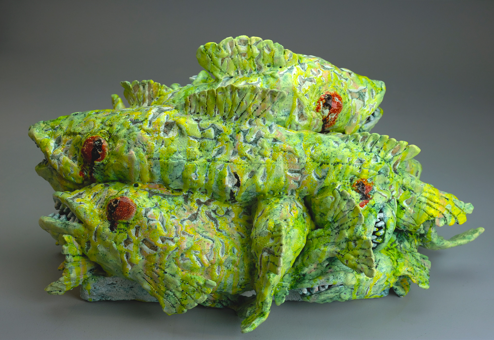 Salome Aydlett, fish pile, 2025, clay, glaze, 12 x 24 x 12in