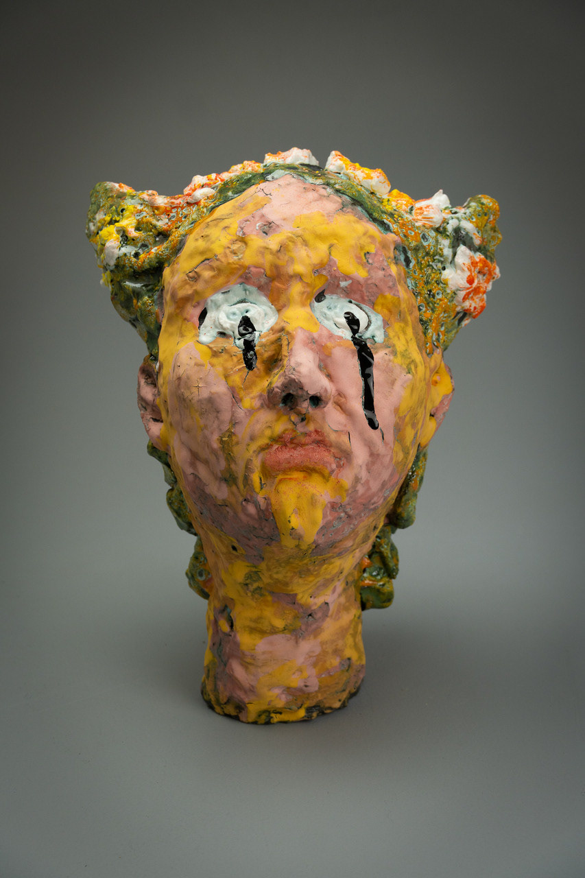 Salome Aydlett, self portrait 3,  2026, 14 x 10 x 8in., ceramic, oxides, majolica, underglaze, mason stain