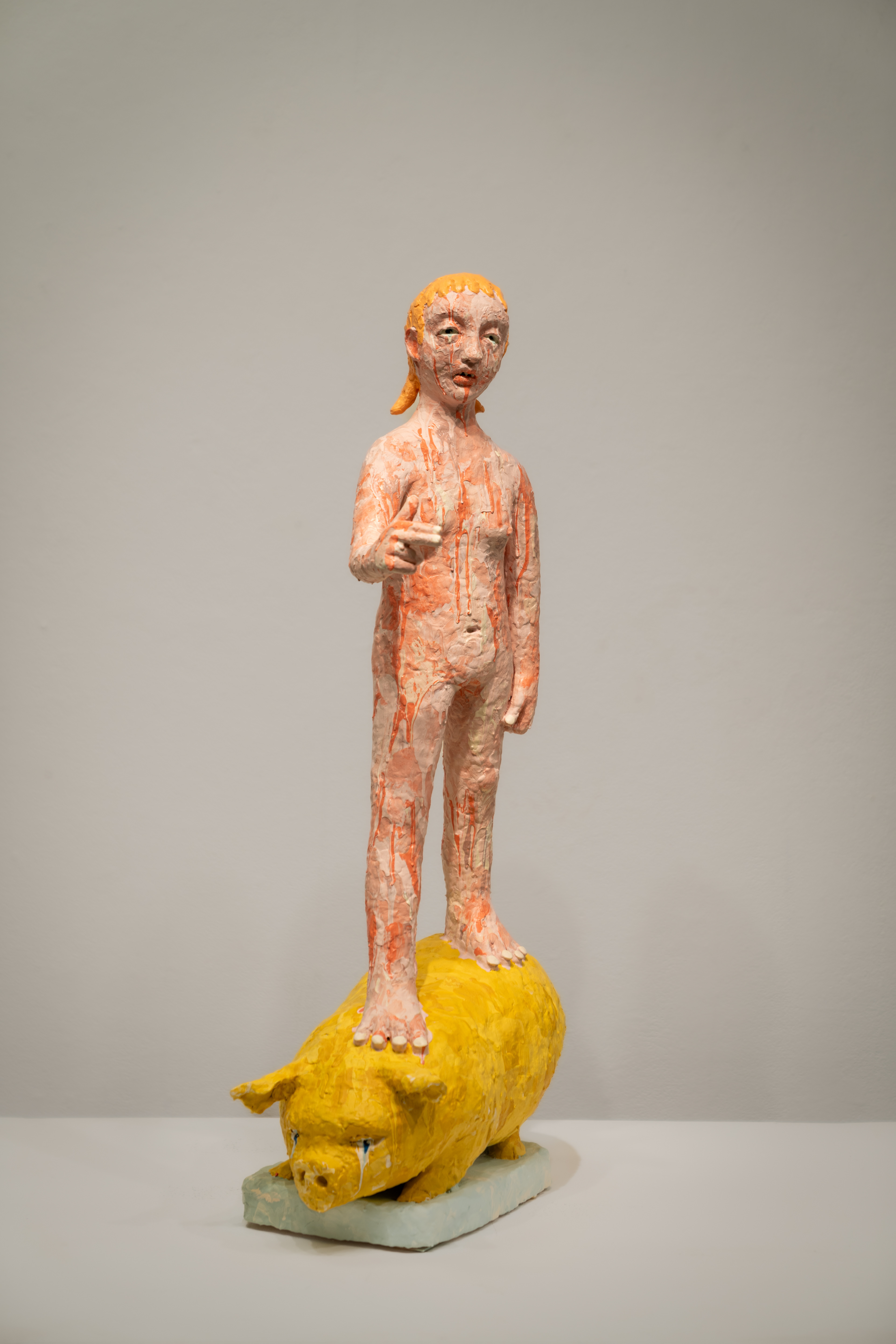 Salomé Aydlett, miss pinky pink slurp, 2025, 32 x 10 x 22in, ceramic, paint