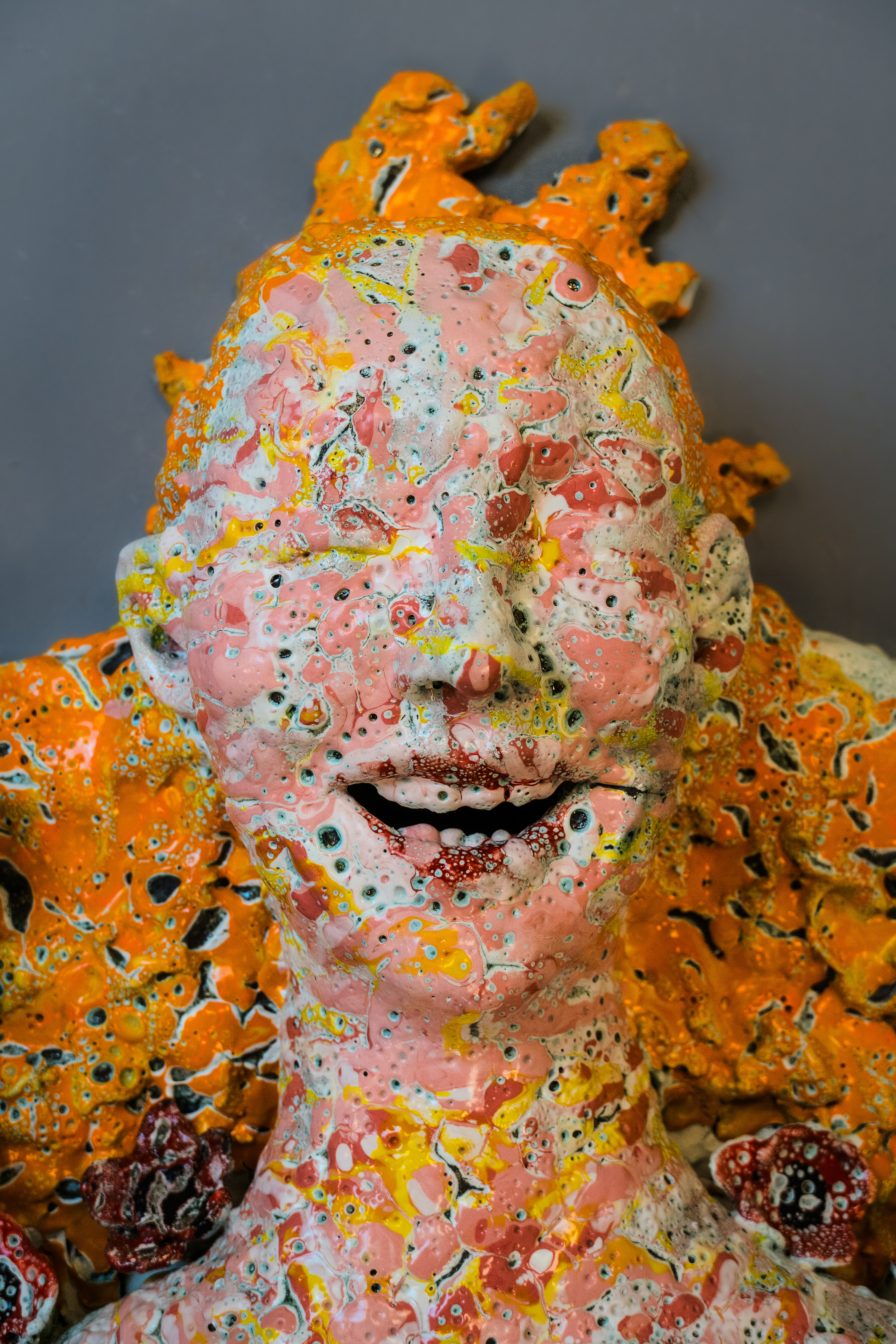 Salome Aydlett, bog body, 2026, 12 x 78 x 20in., ceramic, oxides, majolica