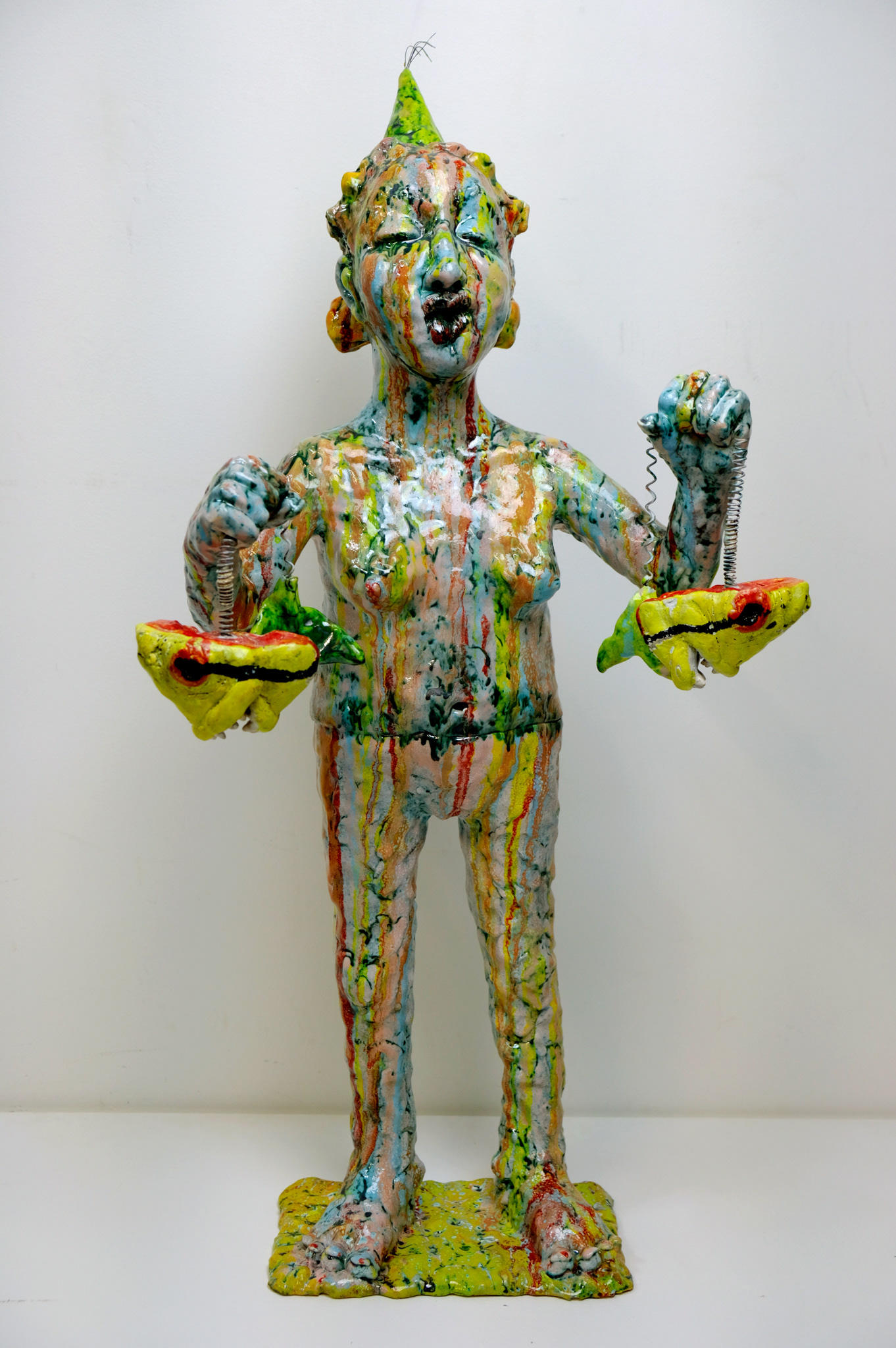 Salome Aydlett, my 23rd birthday, 2025, clay, glaze, kanthal wire, 30 x 16 x 12in