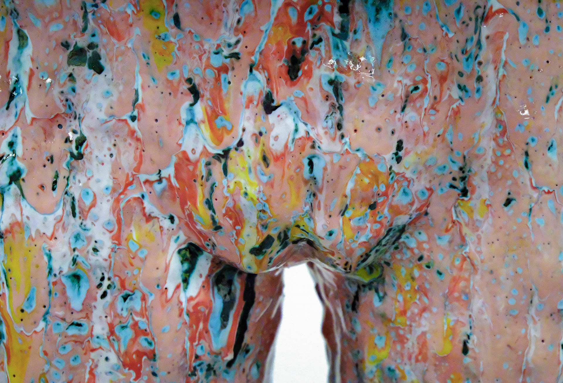 Salome Aydlett, the melter, 2026, clay, glaze, kanthal wire, 72 x 22 x 19in