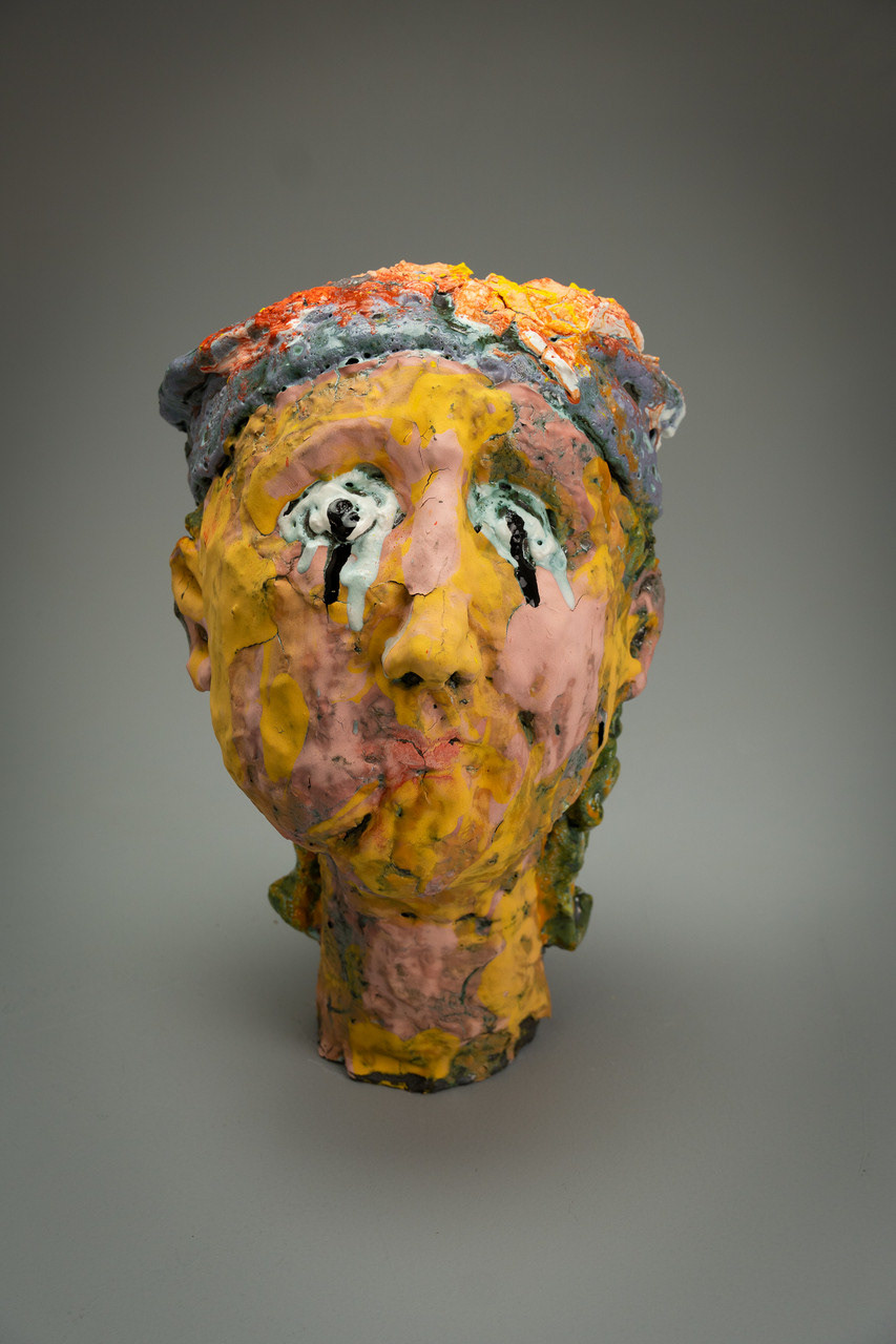 Salome Aydlett, self portrait 4, 2026, 12 x 7 x 8in., ceramic, oxides, majolica, underglaze, mason stain