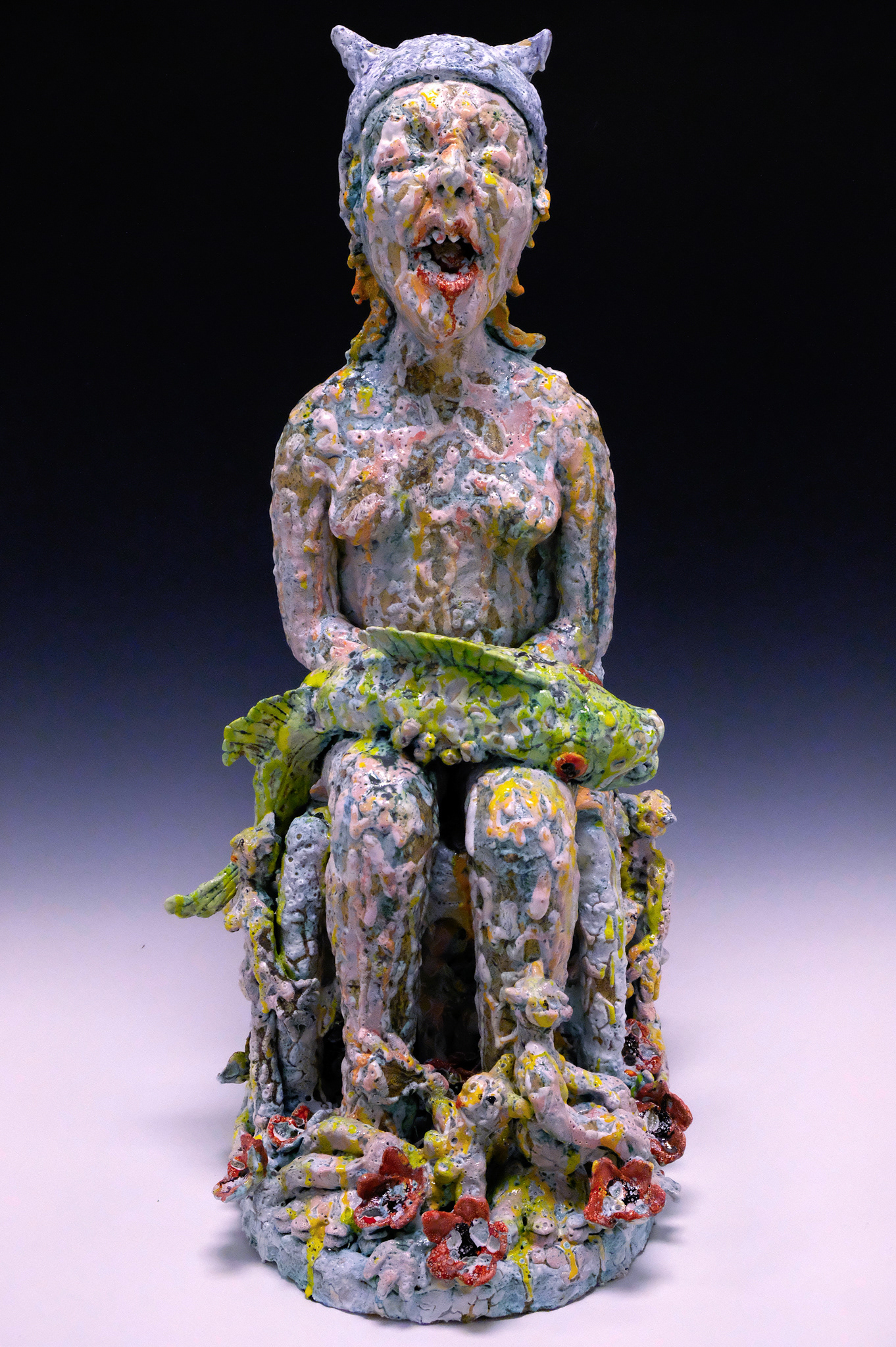 Salome Aydlett, evening rituals, 2026, clay, glaze, 35 x 15 x 25in