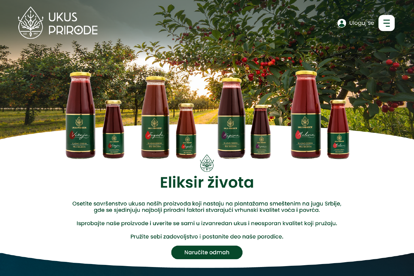 Ukus Prirode | Corporate web, mockup