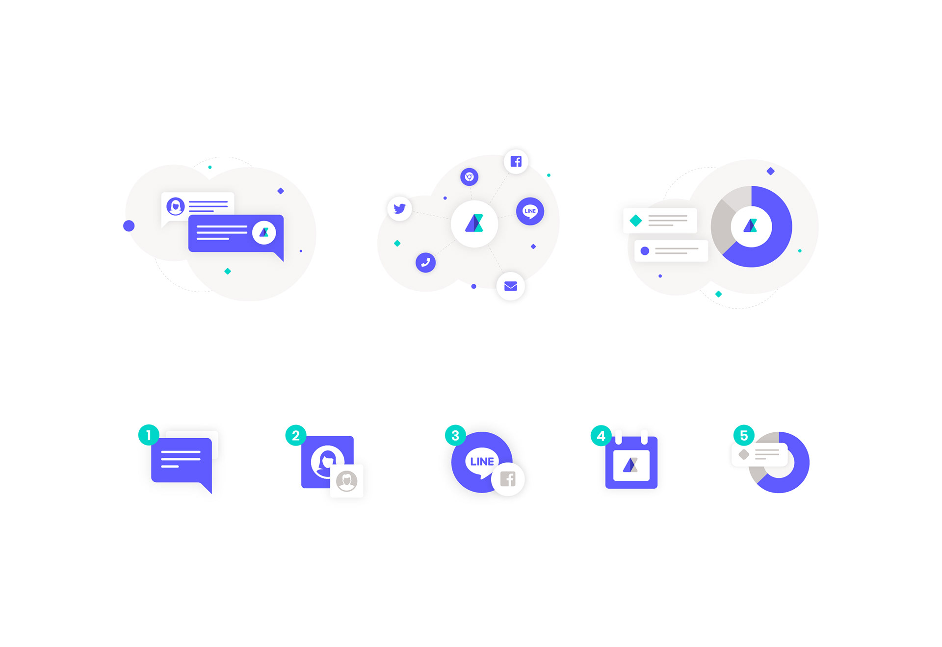 Various illustrations for Anybot landing page