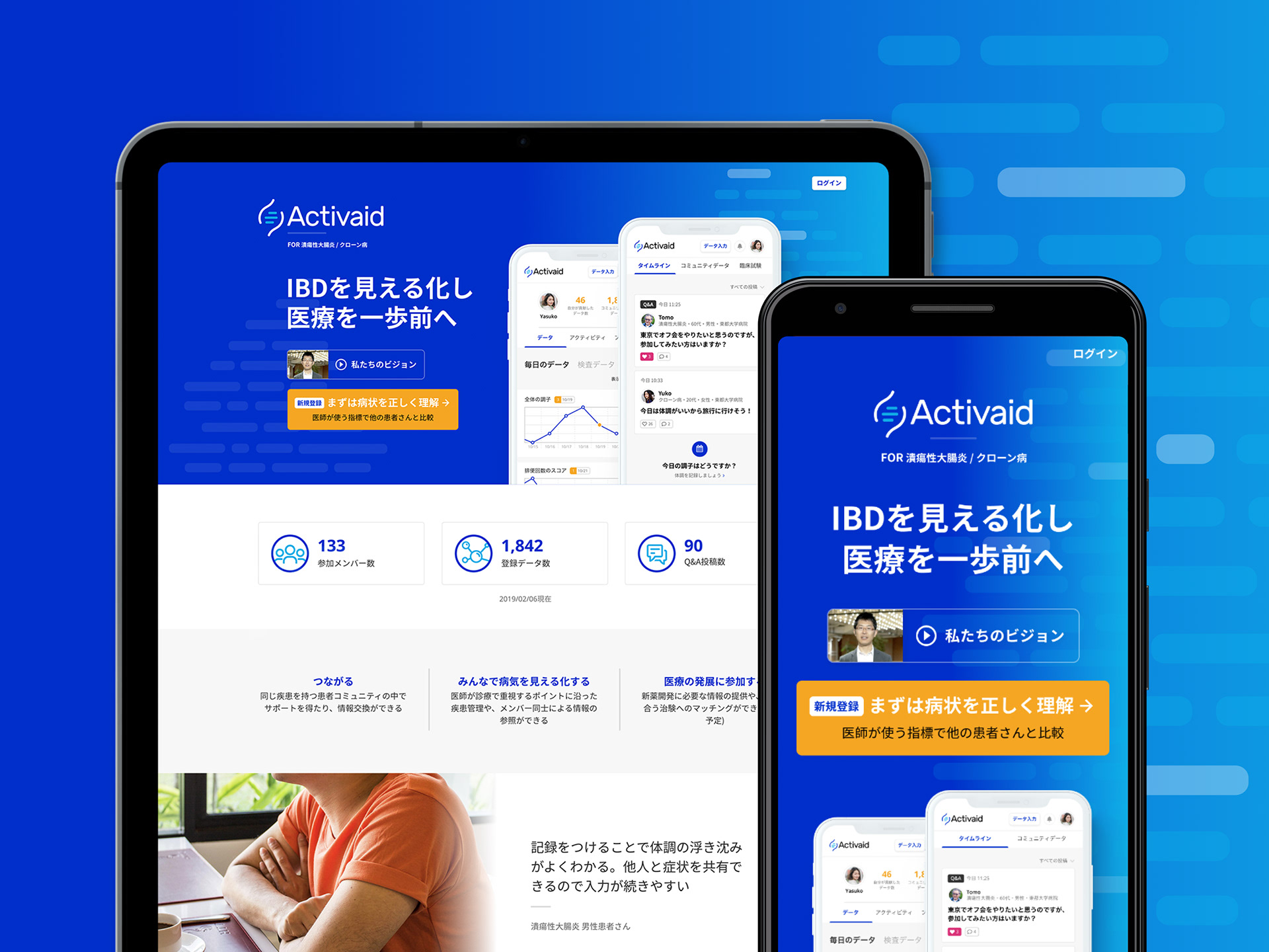 iPad and Android phone showing Activaid landing page designs