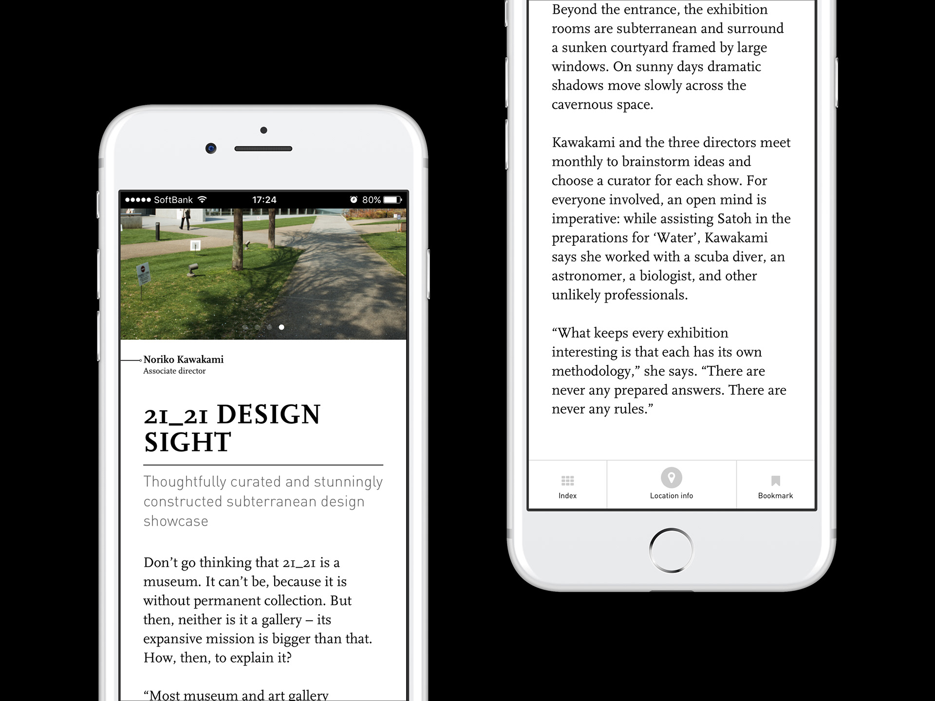 2 iPhones showing close-ups of a listing screen of the People Make Places app