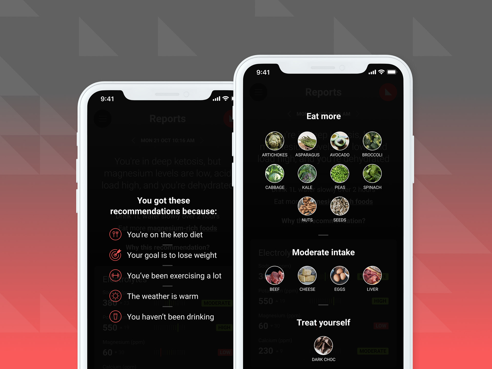 2 iPhones showing Recommendations screens of Bisu app