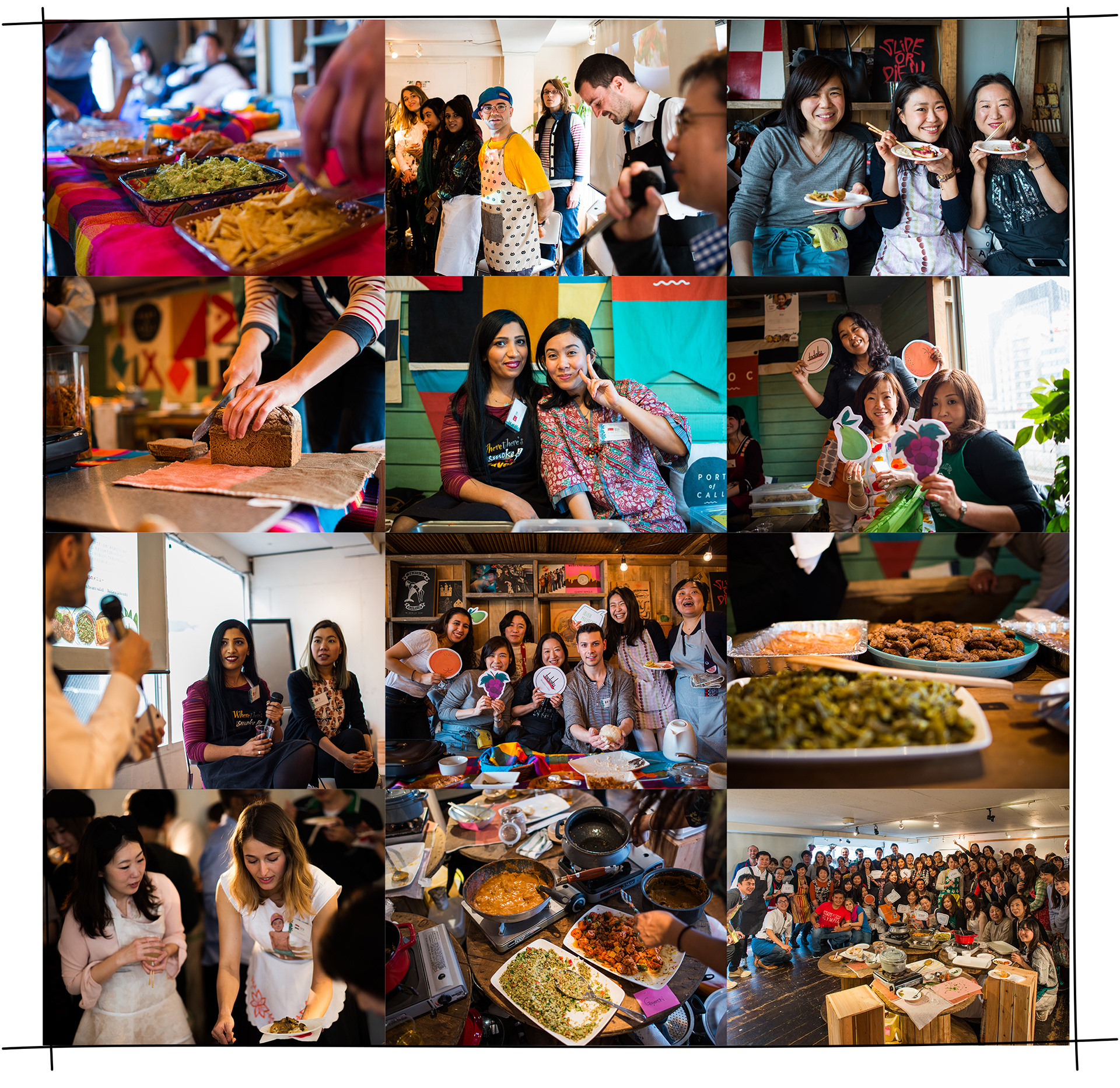 Collage of photos of a Tadaku community event