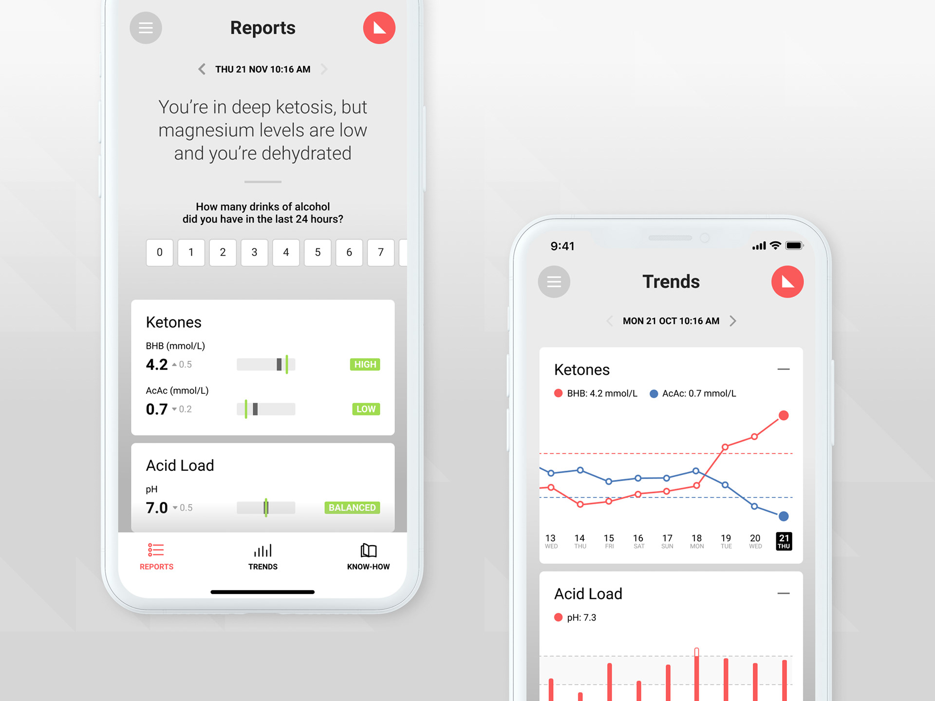 2 iPhones showing lighter visual style of Bisu app