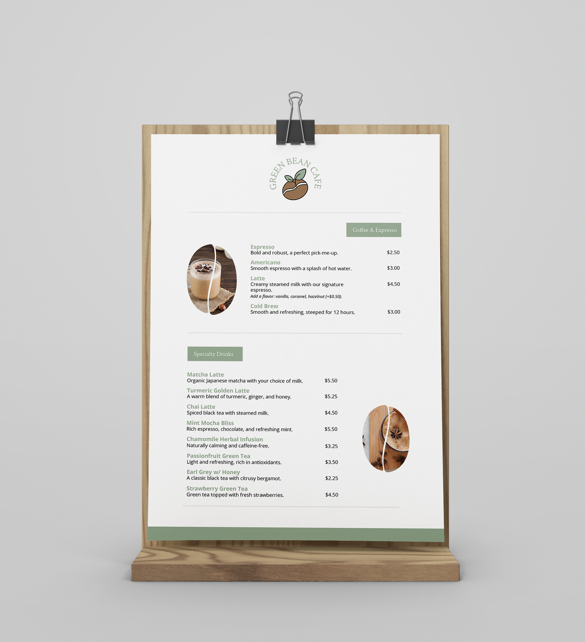 Green Bean Cafe Menu