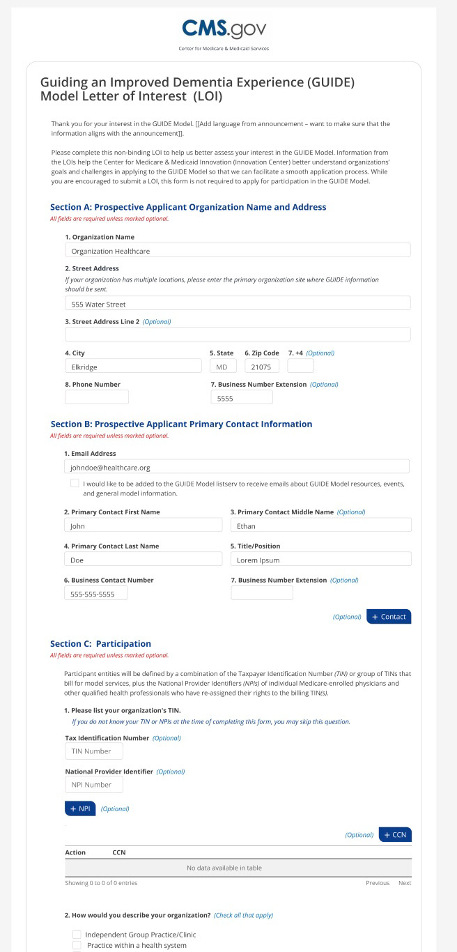 CMS GUIDE Model