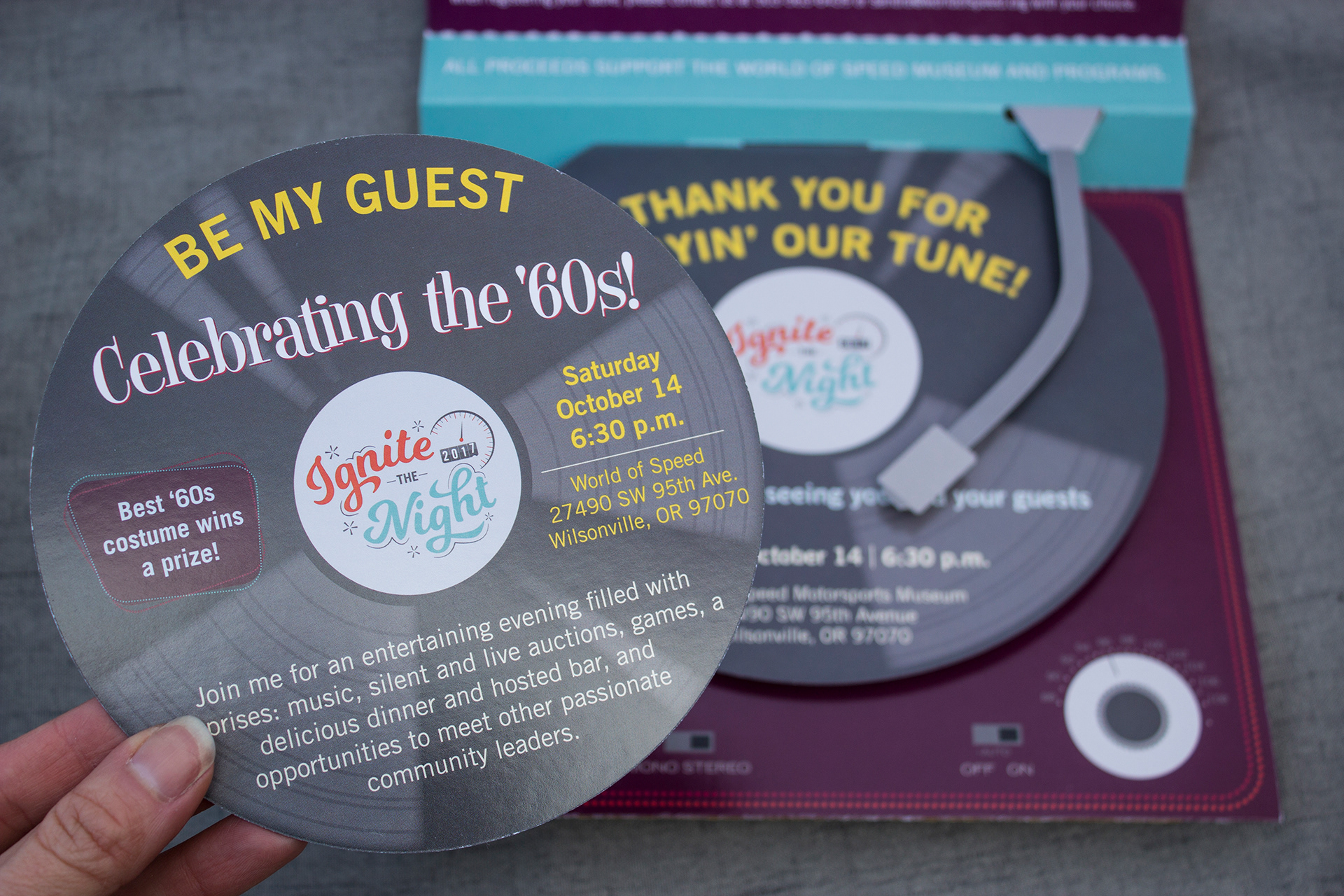 Logo on interior invitation pieces and guest invitation.