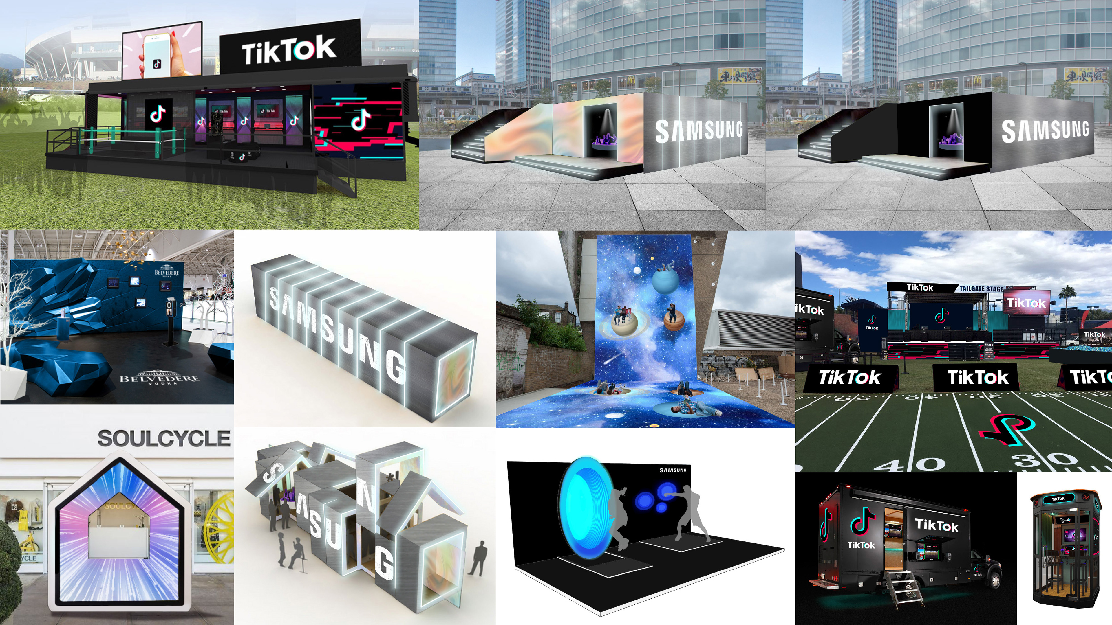 Mockups I created for various pitches that reflected our ideation for potential brand activations