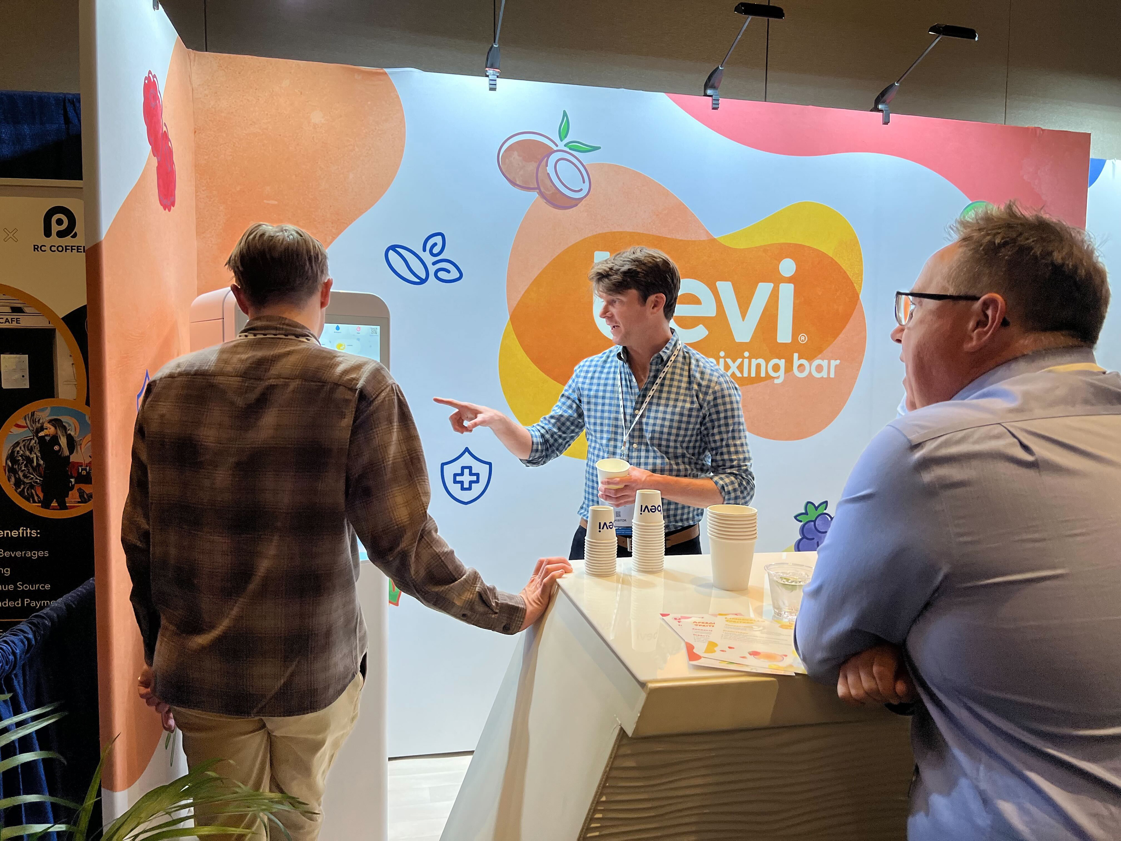 Sean Grundy, Bevi's CEO, presenting the product to event-goers