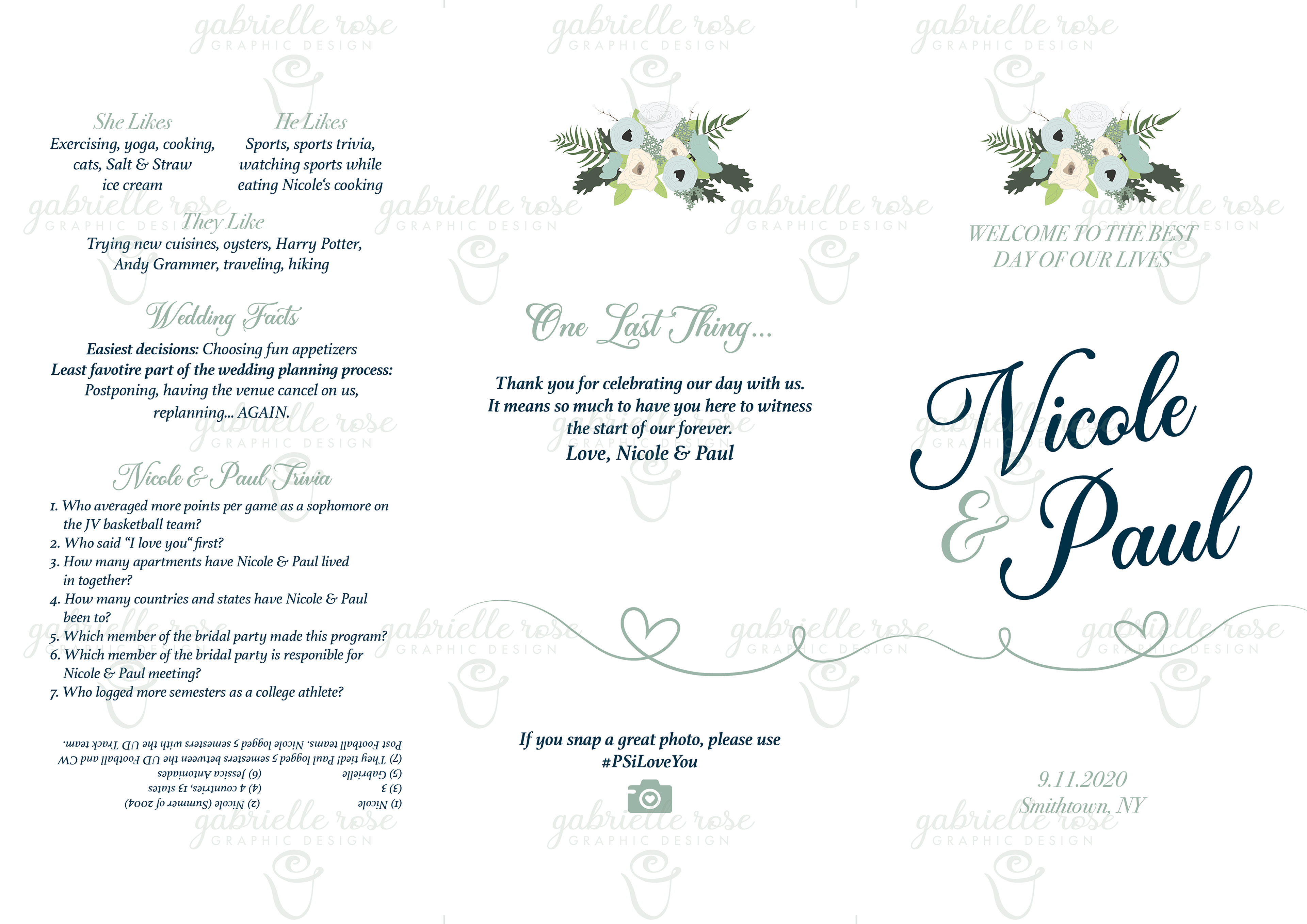 Tri-Fold Wedding Program