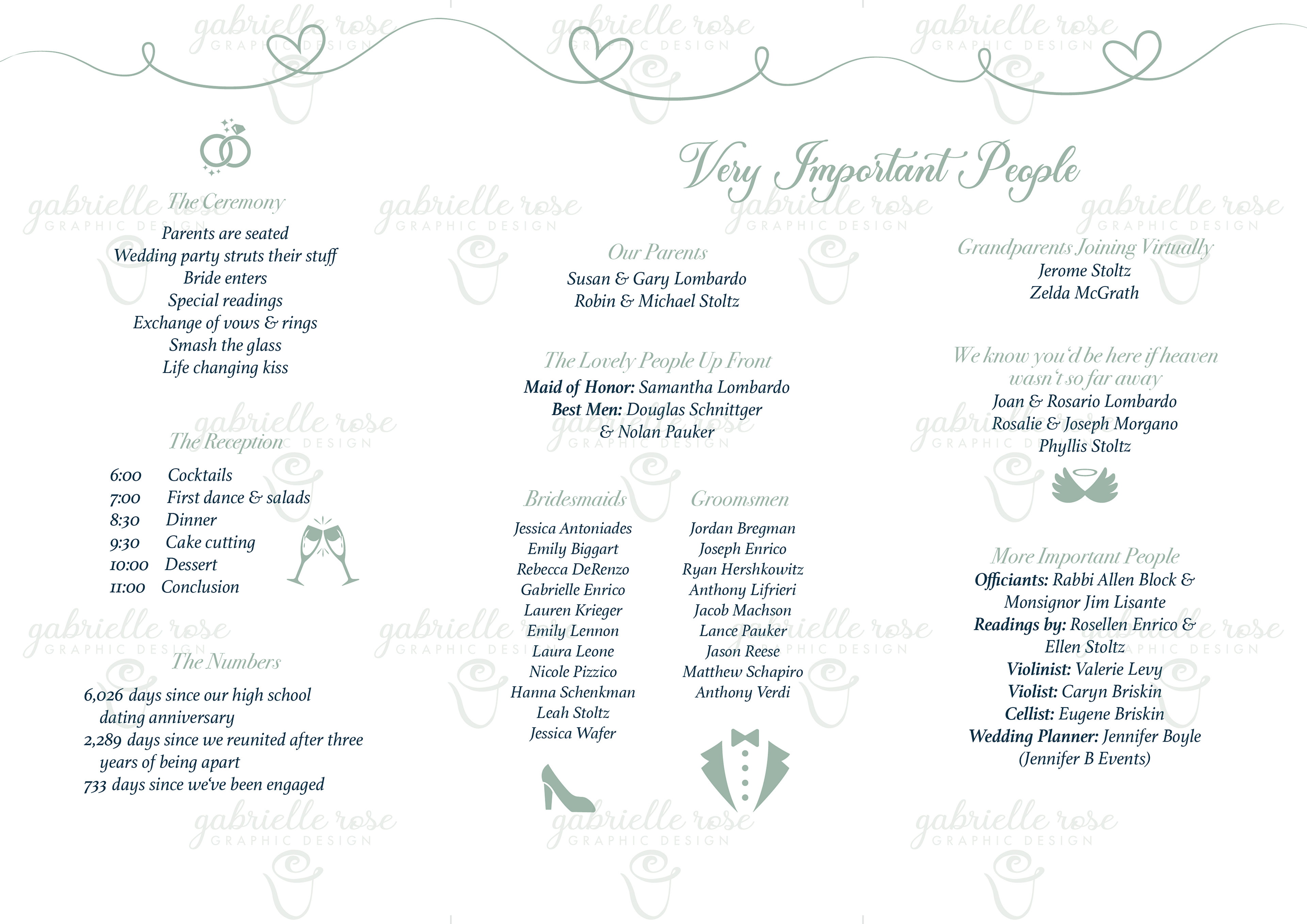 Tri-Fold Wedding Program