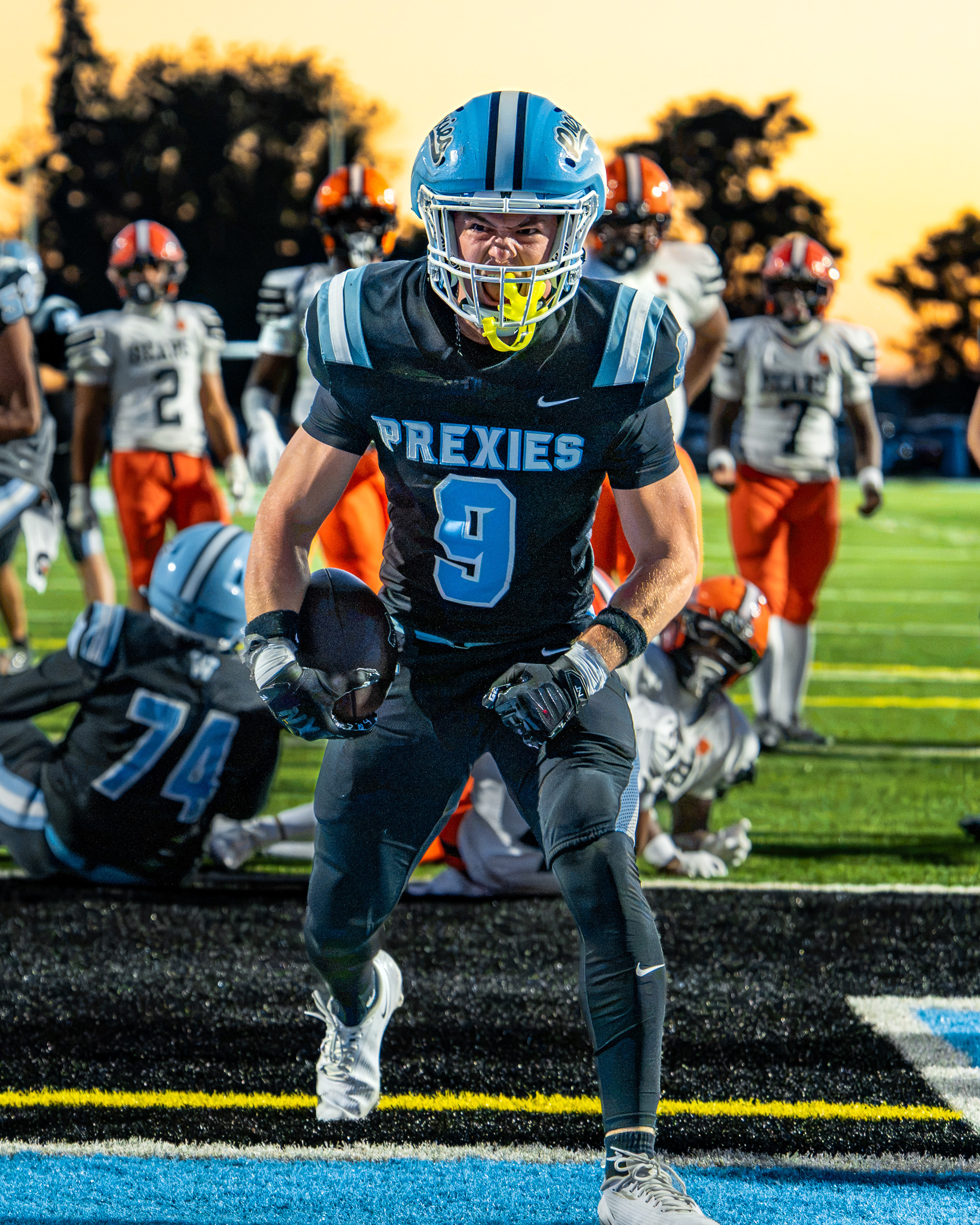 Washington High School Junior Blaise Naraskivitch (9) celebrates his touchdown during the Washington High School vs Clairton game at Washington High School Stadium on Sept. 25 2026