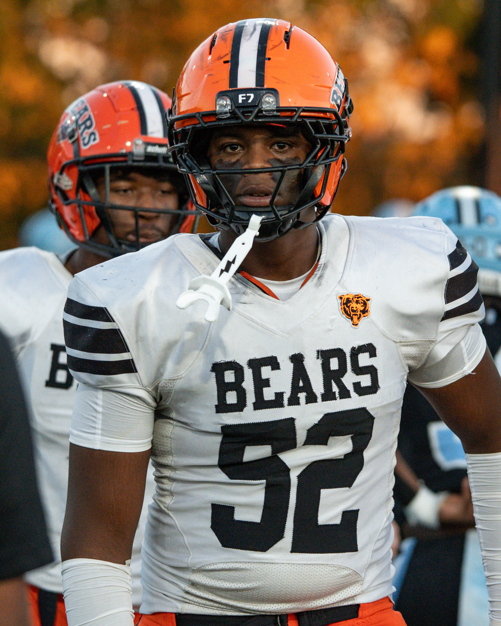 Clairton's Kasch Hammonds (52) looks on during a game against Washington on Friday, Sept. 25, 2026, at Washington High School Stadium in Washington, Pa.