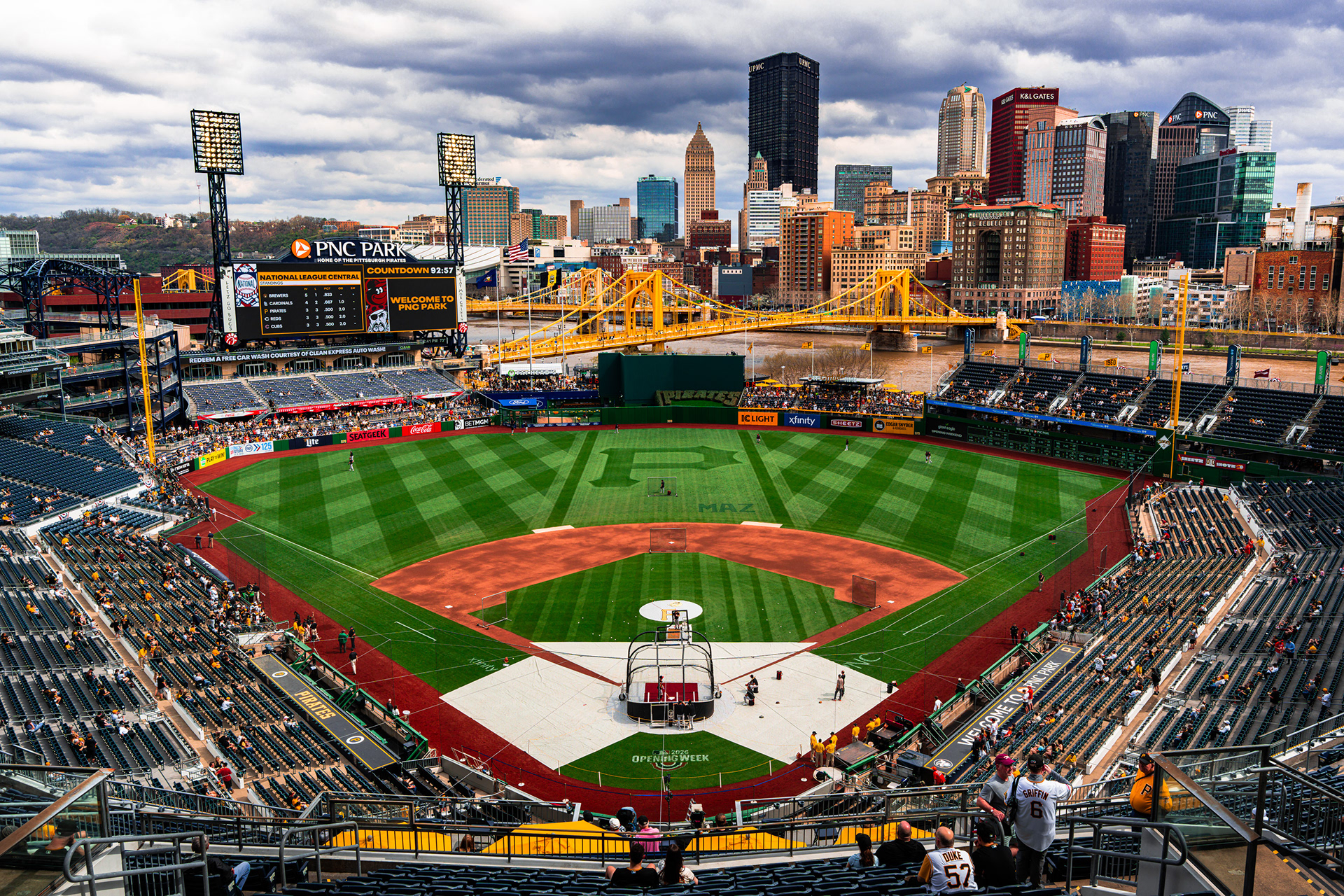 Limited version of PNC park on the opening day of the 2026 season showing "MAZ" to pay respect