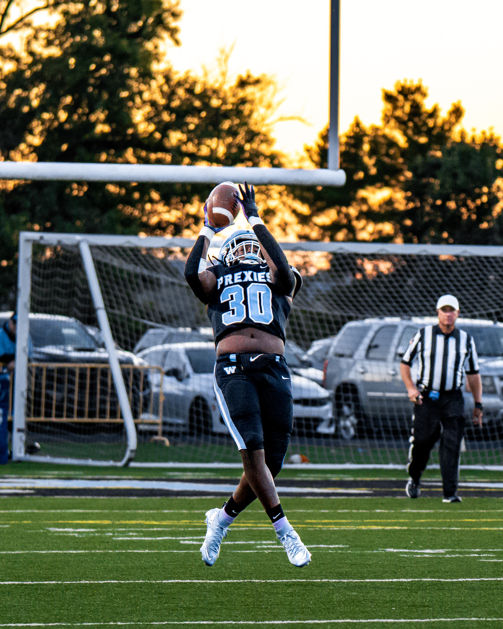 Washington's Jamarie Walker (30) reaches to catch a pass during a game against Clairton on Friday, Sept. 25, 2026, at Washington High School Stadium in Washington, Pa.