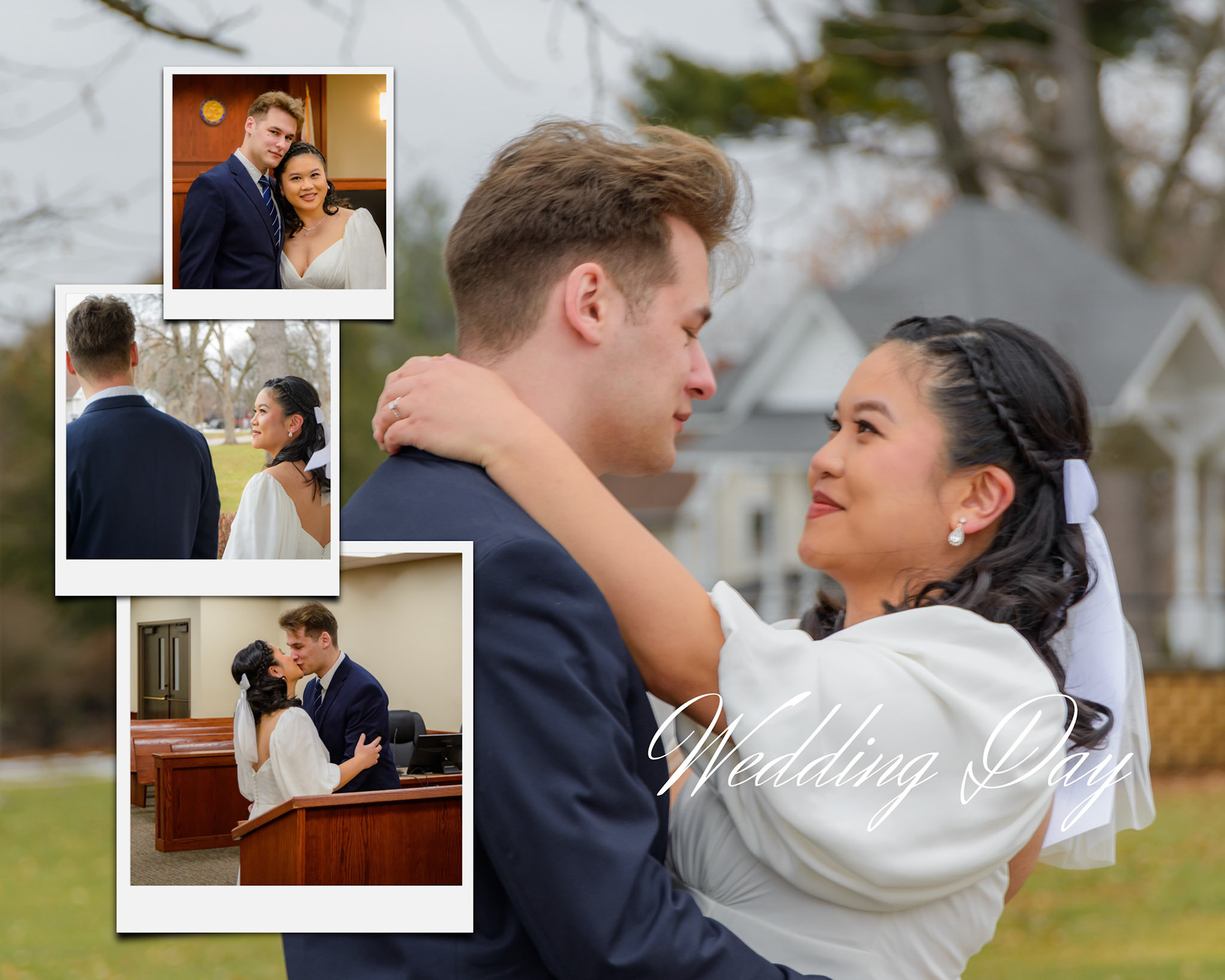 Gray Modern Wedding Day Photo Collage - 1