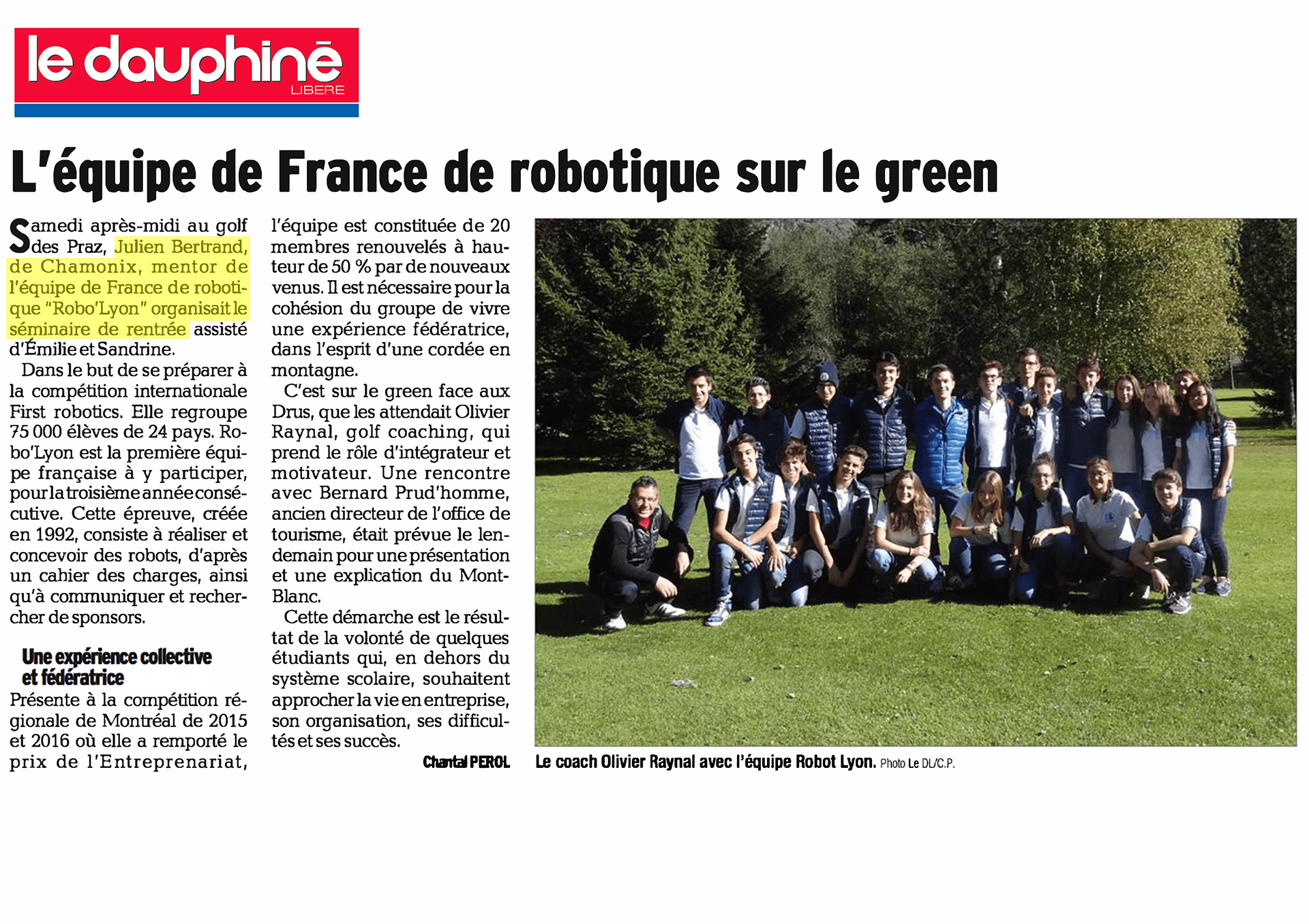 DAUPHINÉ LIBÉRÉ, 18 octobre 2016