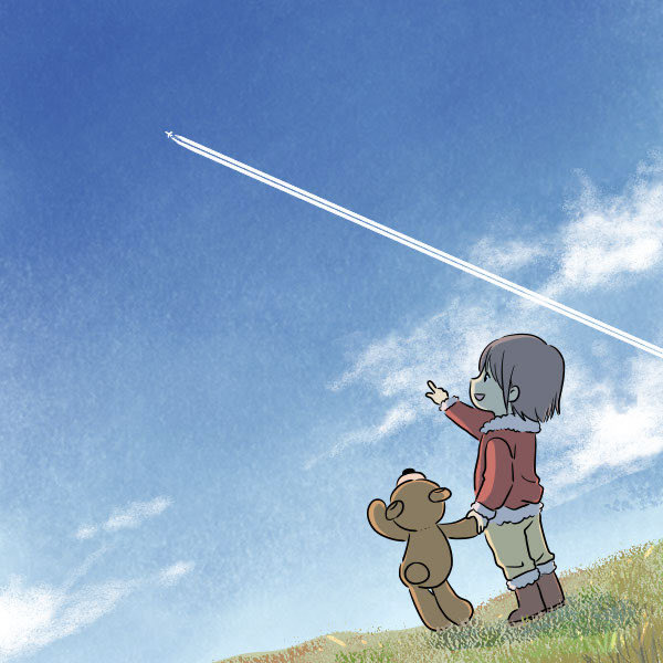 飛行機雲だ!すごいまっすぐ!