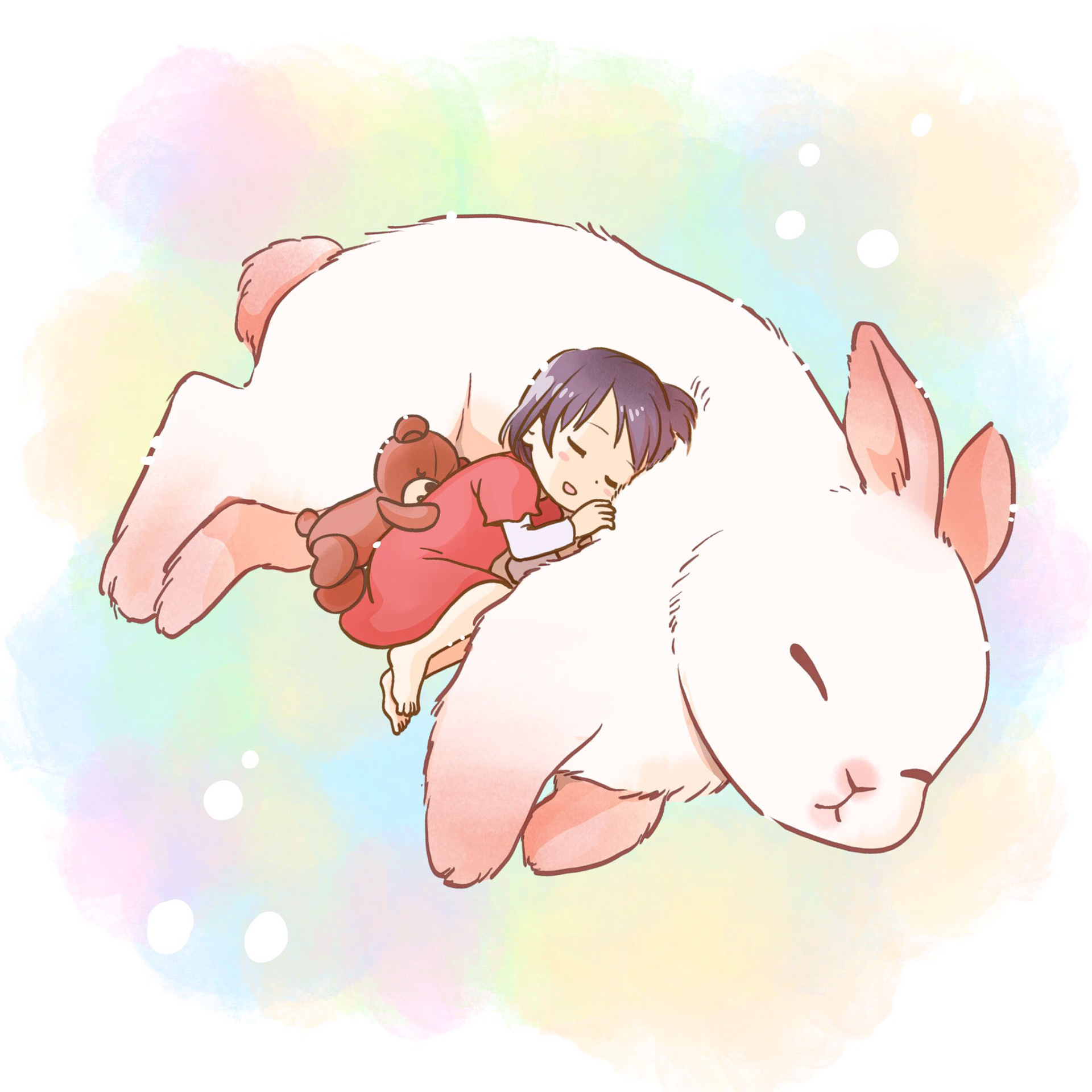 うさぎさんのふかふかの中で幸せな夢