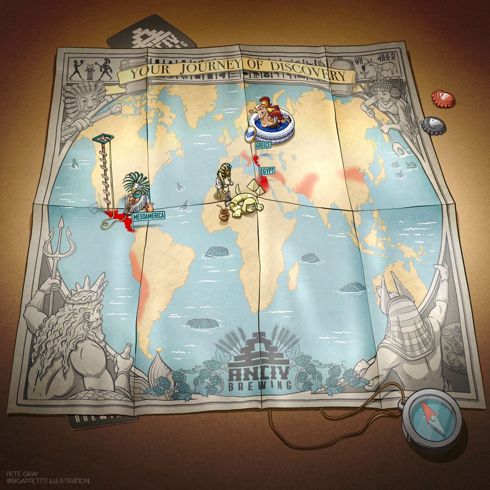 Navigating Brew Worlds - Web Illustration for Anciv Brewing
