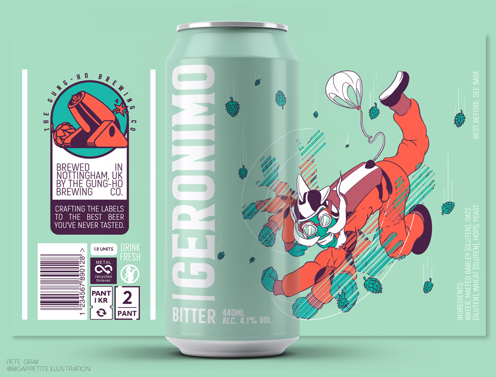 Gotta Chute - Geronimo Bitter Beer Can Design & Layout