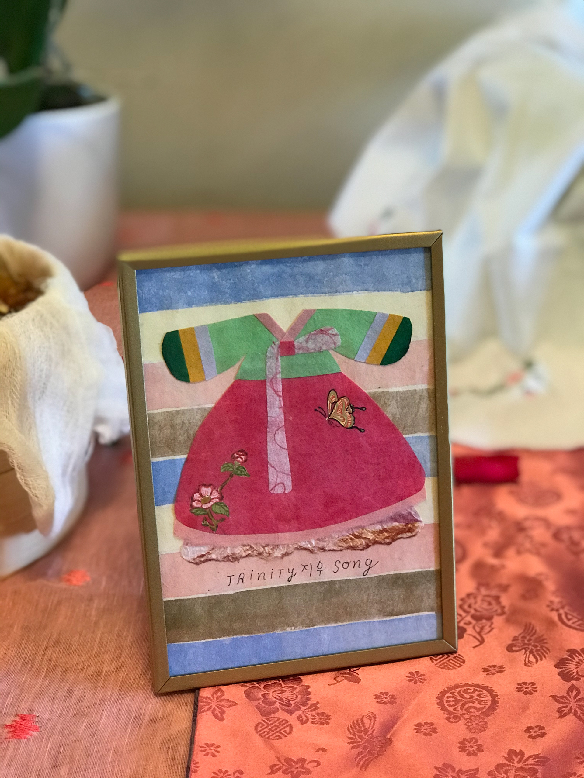 A series of paper hanbok pieces